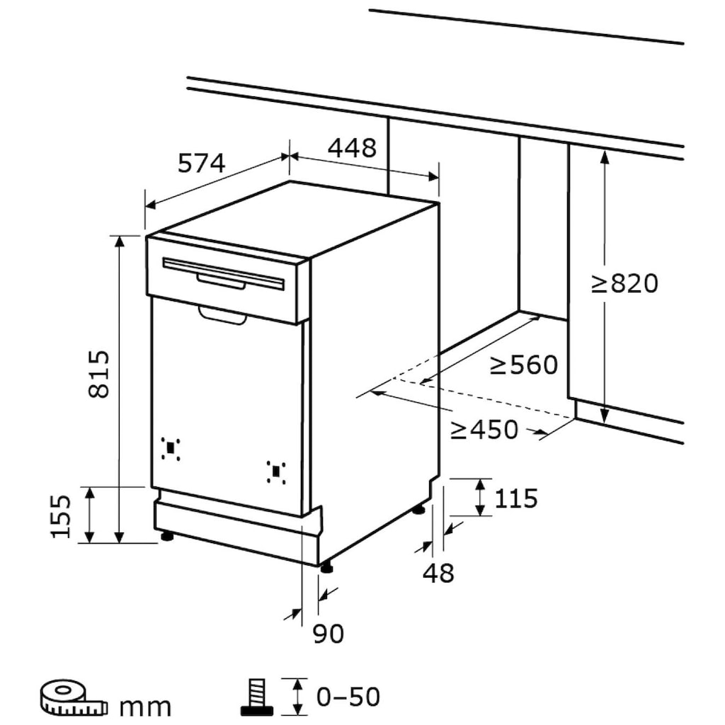 exquisit teilintegrierbarer Geschirrspüler »EGSP1009-EB-030E«, EGSP1009-EB-030E, 9 Maßgedecke