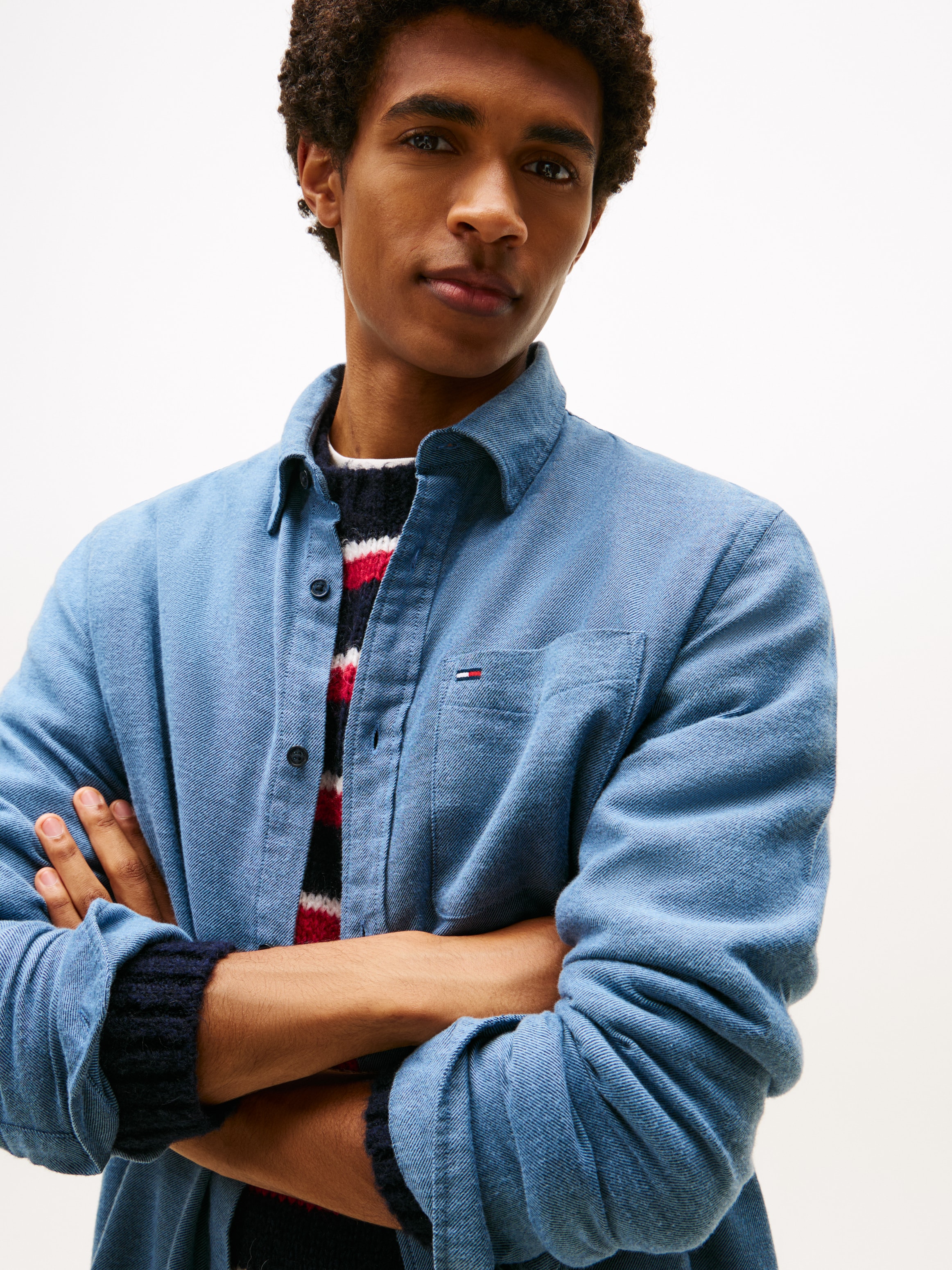 Tommy Jeans Flanellhemd »TJM FLANNEL«, regular fit, Langarmhemd, halbgespreizter Kragen