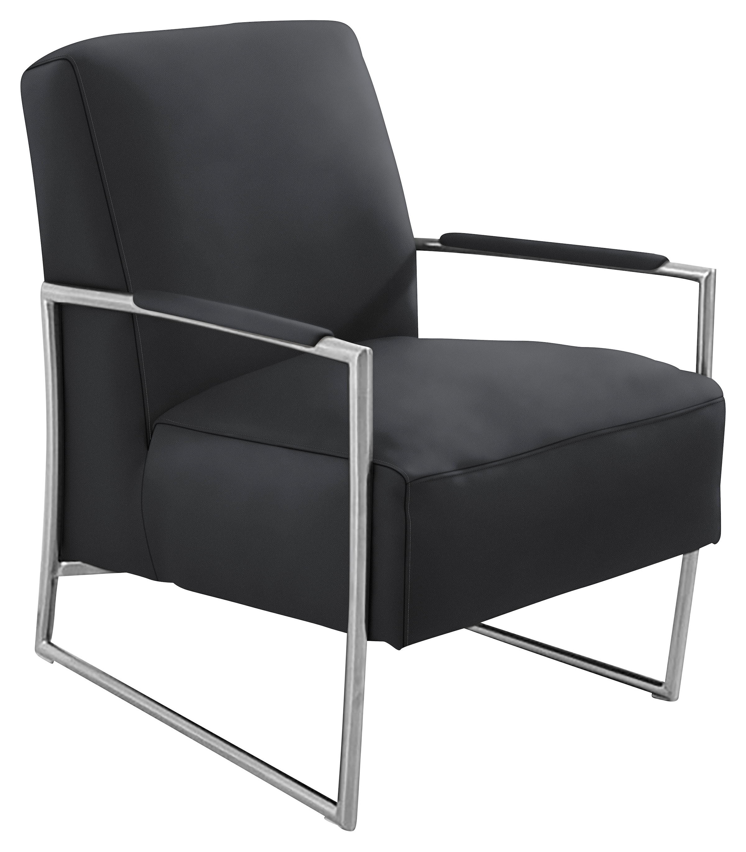 K+W Komfort & Wohnen Cocktailsessel, mit bezogenen Armlehnen, Gestell in Metall Edelstahloptik