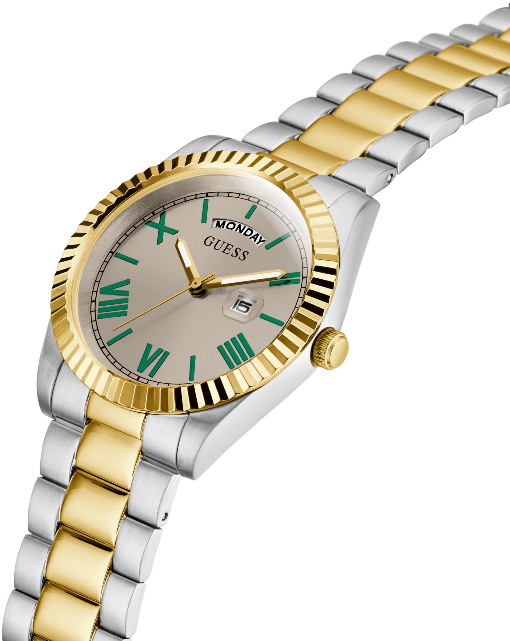 Guess Quarzuhr »CONNOISSEUR«, Armbanduhr, Herrenuhr, Datum, Wochentag, Edelstahlarmband