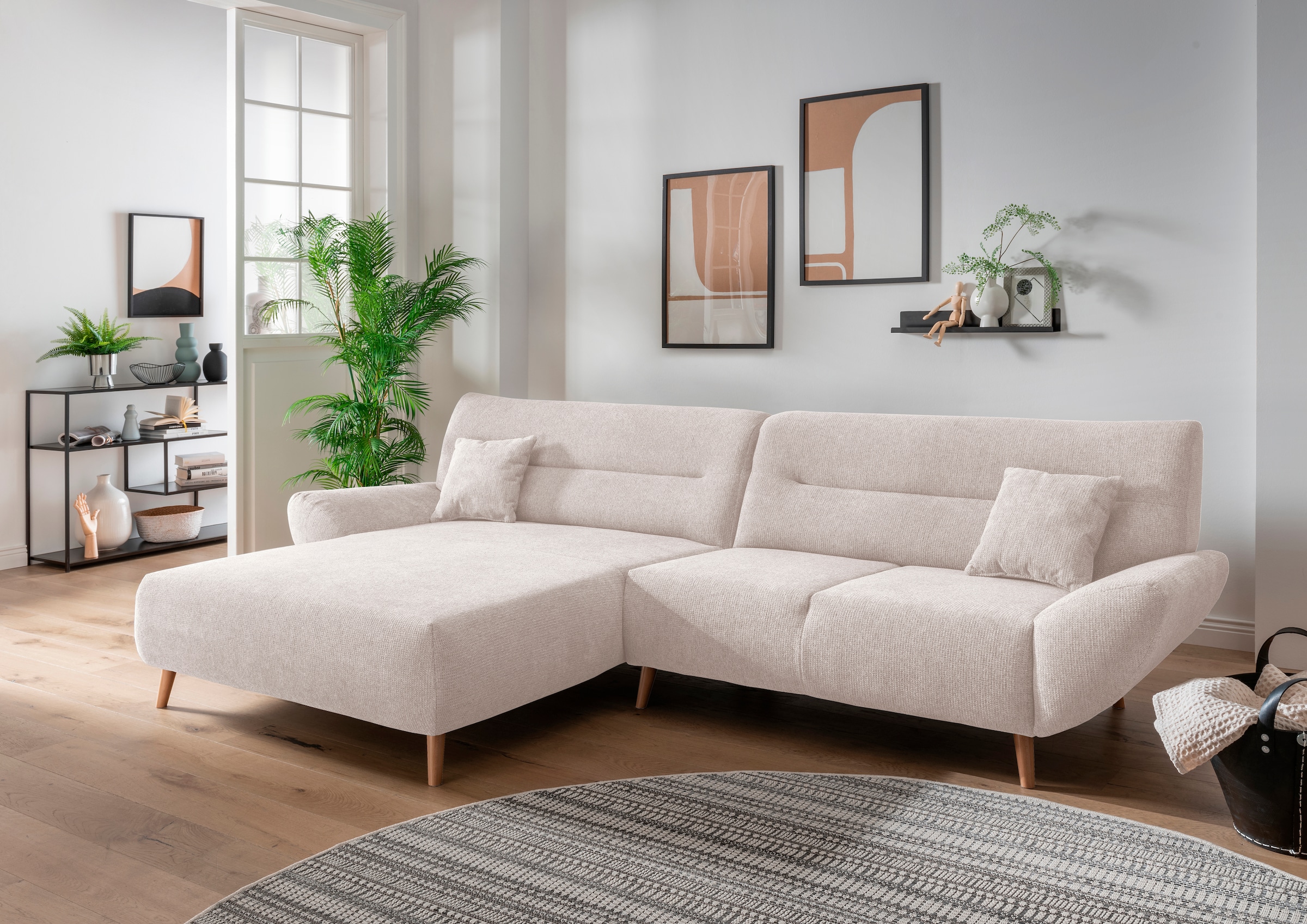 Home affaire Ecksofa "Drago, elegant und zeitlos, komfortabel, Holzfuß, L-F günstig online kaufen