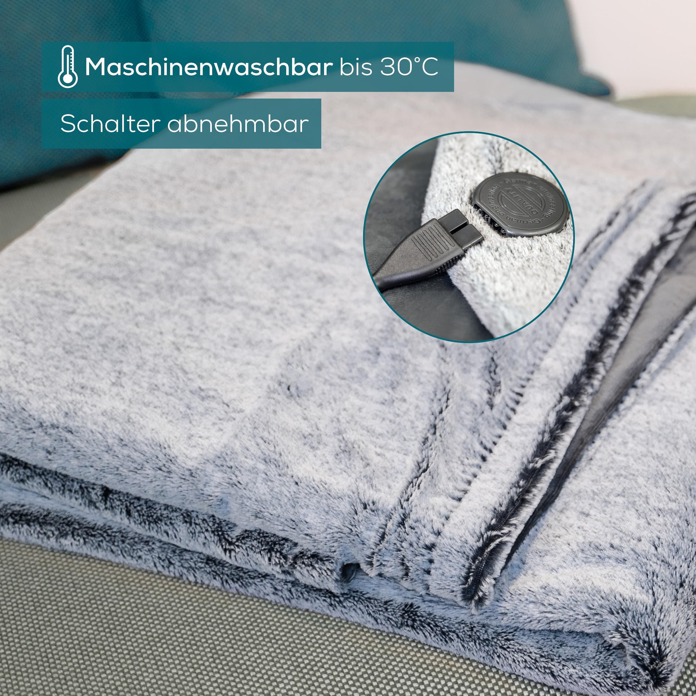 BEURER Heizdecke »HD 75 Nordic Grey Green Planet, aus recycelten Materialien« kuschelige Wärmedecke in Kunstfelloptik, mit 6 Temperaturstufen