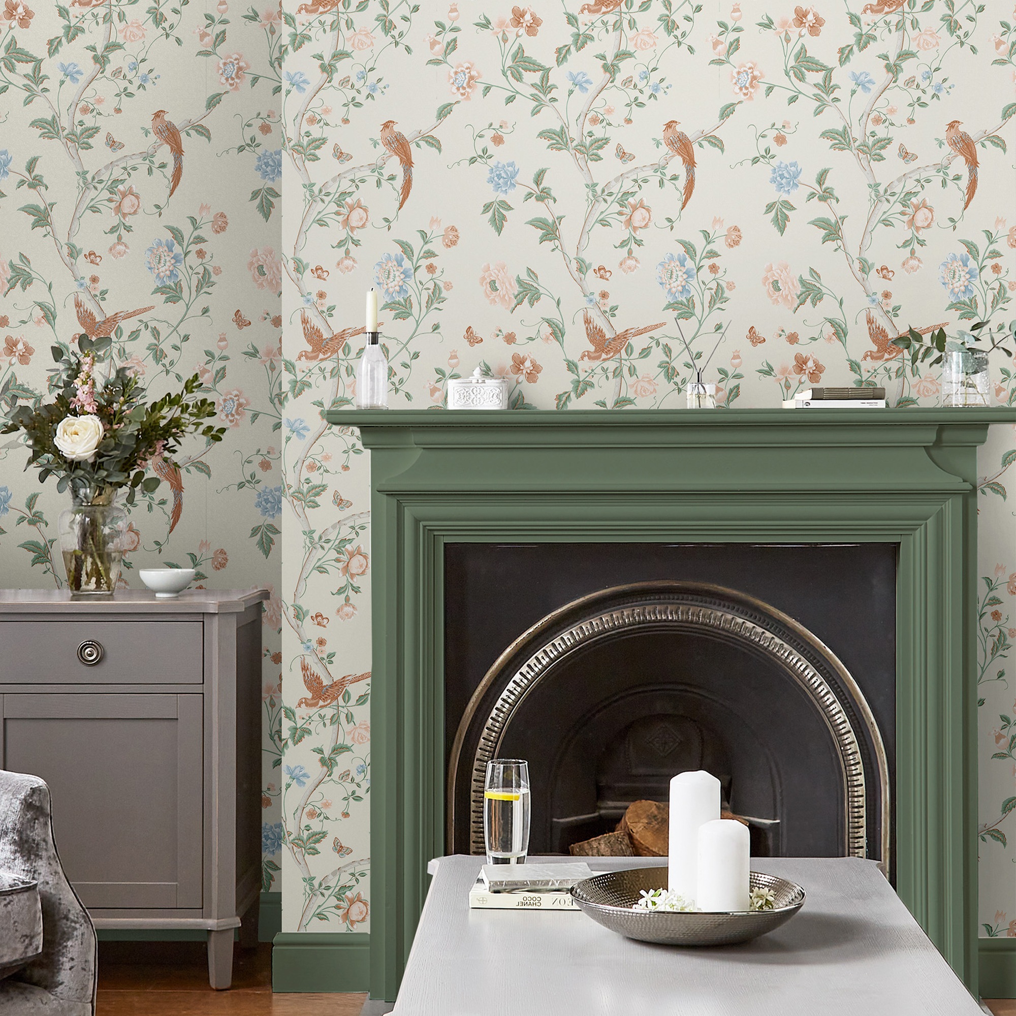 LAURA ASHLEY Vliestapete "Summer Palace" geblümt glatt 10mx52cm (ca. 5m2)