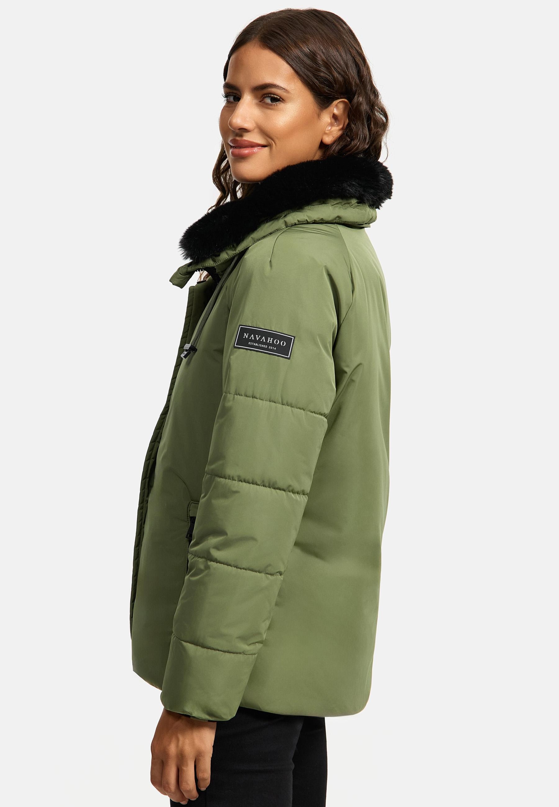 Navahoo Winterjacke »Frostii XIV«, ohne Kapuze, modische Damen Winter Steppjacke mit Kunstfellkragen