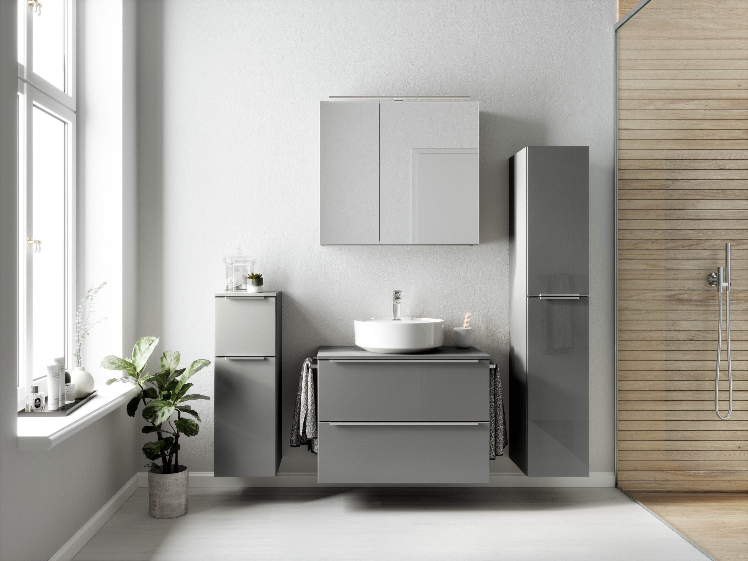 nobilia Badmöbel-Set "Alvene", (1 St., vormontiert, mit Soft-Close), Hochgl günstig online kaufen