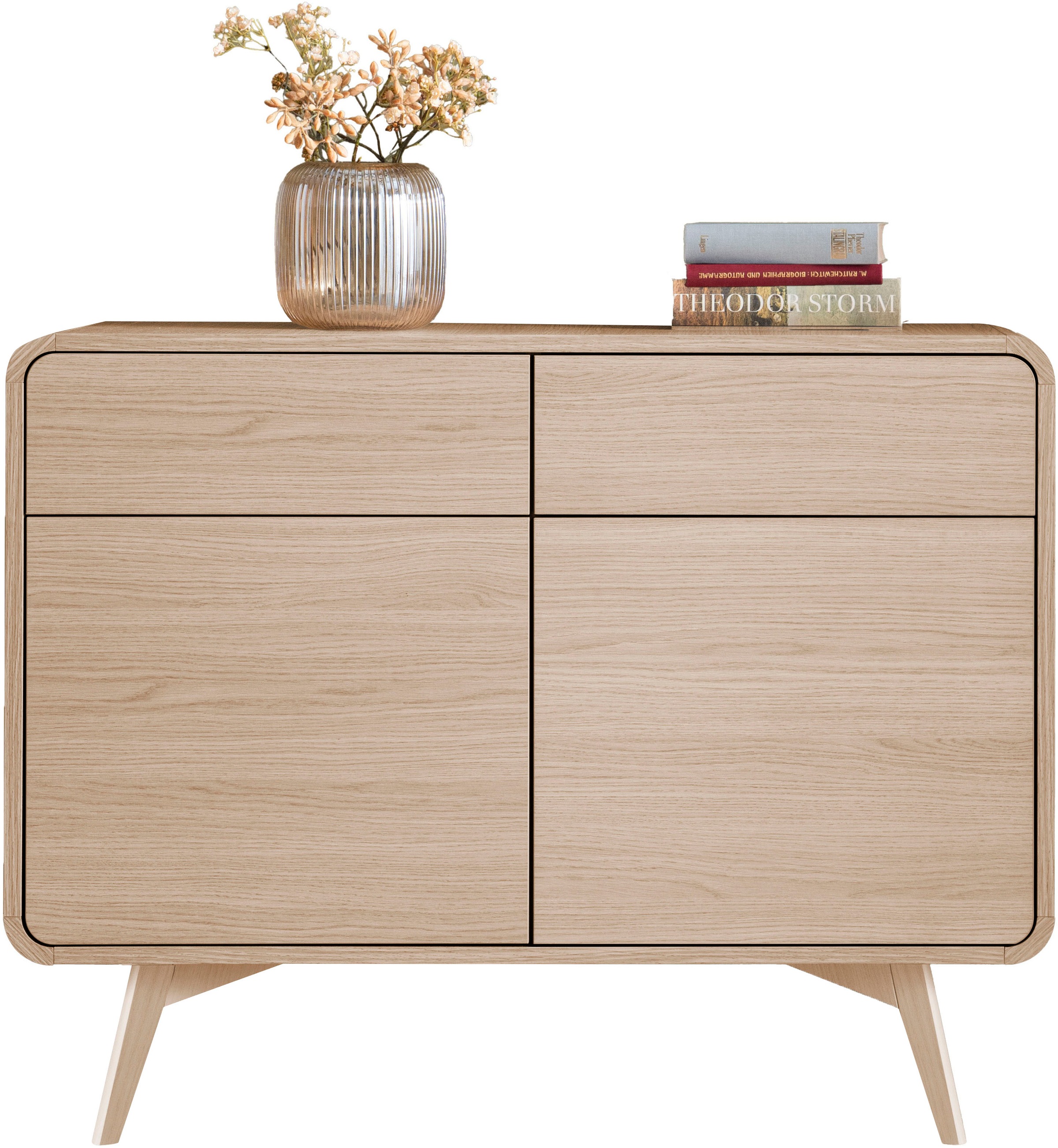 Home affaire Sideboard »Torsby, moderner Schrank, Kommode in Eiche Natur, 108 cm breit« abgerundete Ecken, ausreichend Stauraum, vielseitig einsetzbar