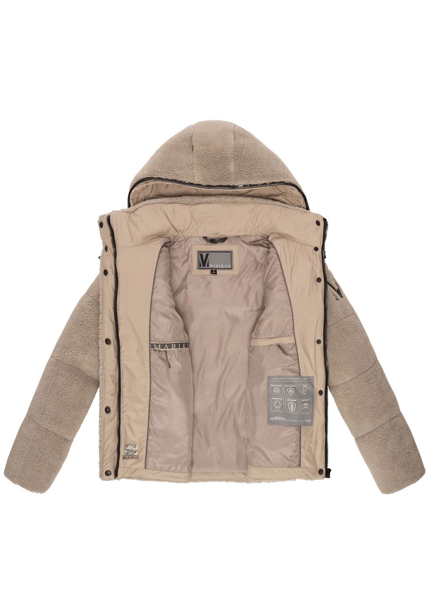 Marikoo Winterjacke »Kaguraa«, warme Teddyfell Sherpa Jacke