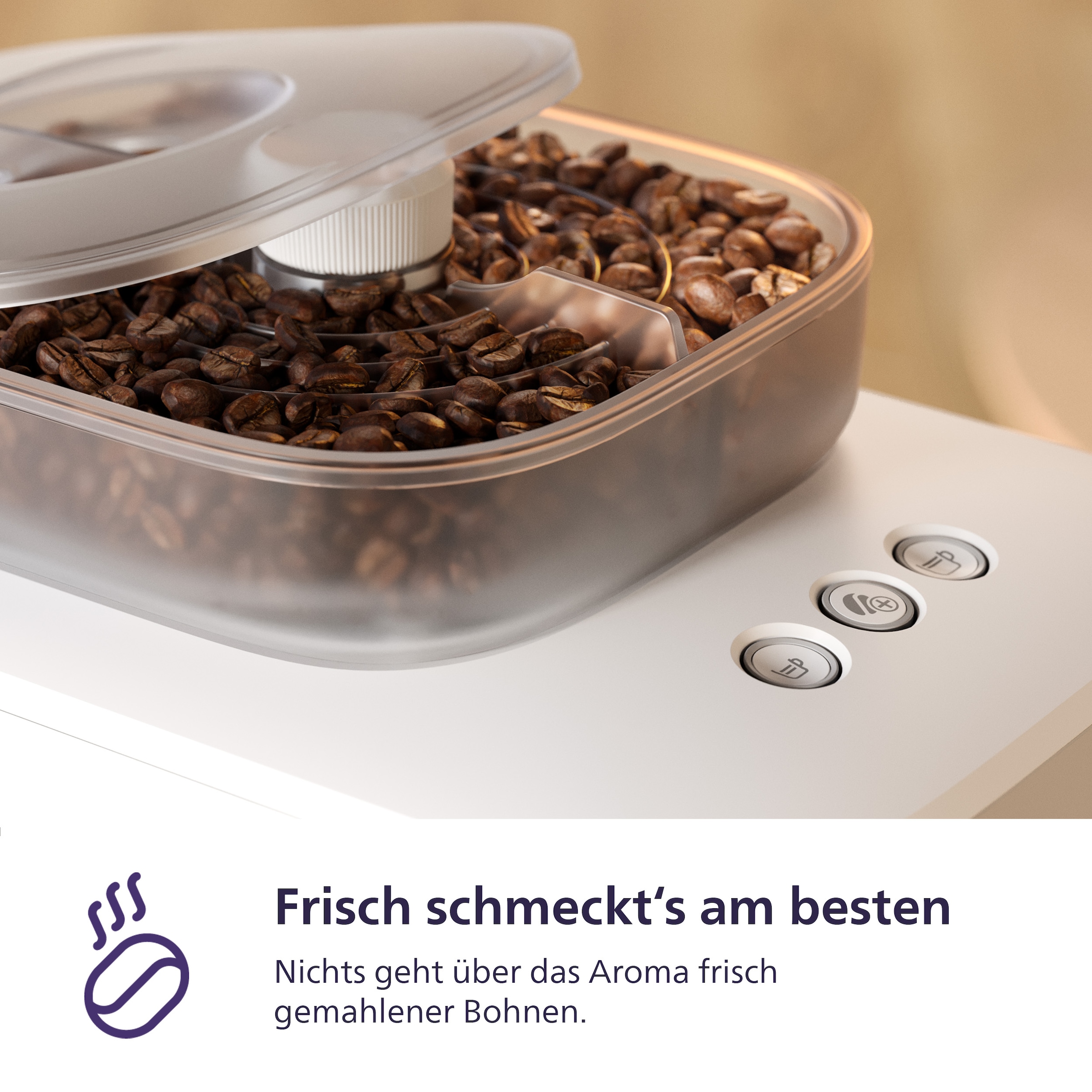 PHILIPS baristina Espressomaschine »mit Bean swap BAR320/00 mit Mahlwerk für ganze Bohnen«, Doppelter Bohnenbehälter, 16 bar Pumpendruck, Naturweiß​