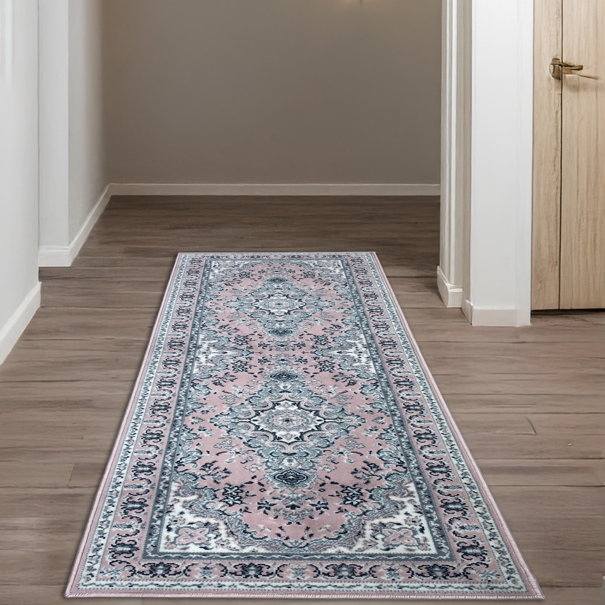 Läufer OTTO HOME "Oriental, Made in Belgium" Gr. 12, rosa, B:80cm H:7mm L:250cm, Kunstfaser, Teppiche, Läufer, Läufer, Brücke, Kurzflor, Orient-Optik, mit Bordüre, gewebt