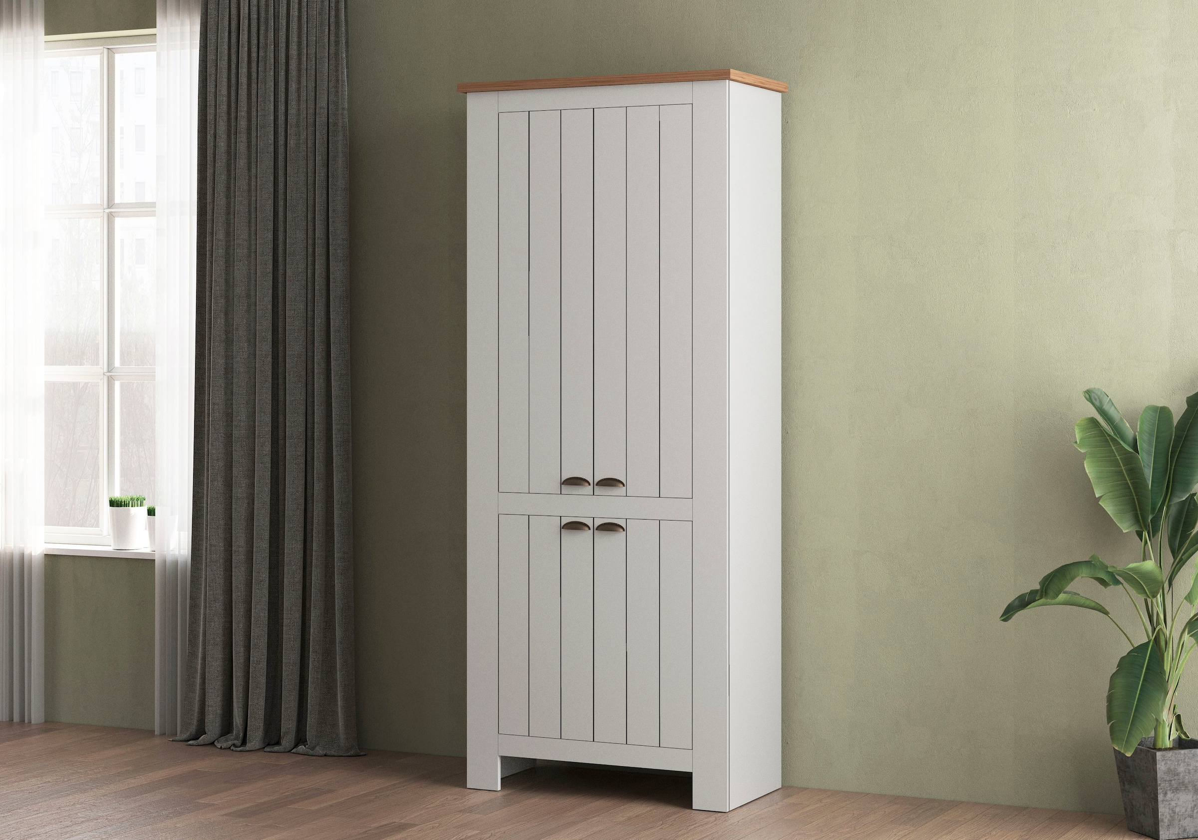 INOSIGN Schuhschrank »FIGO, Made in Italy – Schuhkommode,Schuhregal für ca. 40 Paar Schuhe«, (1 St.), 4-Türig, Siebdruck-dekorative Fräsungen, 10 Fächer, Höhe 200 cm