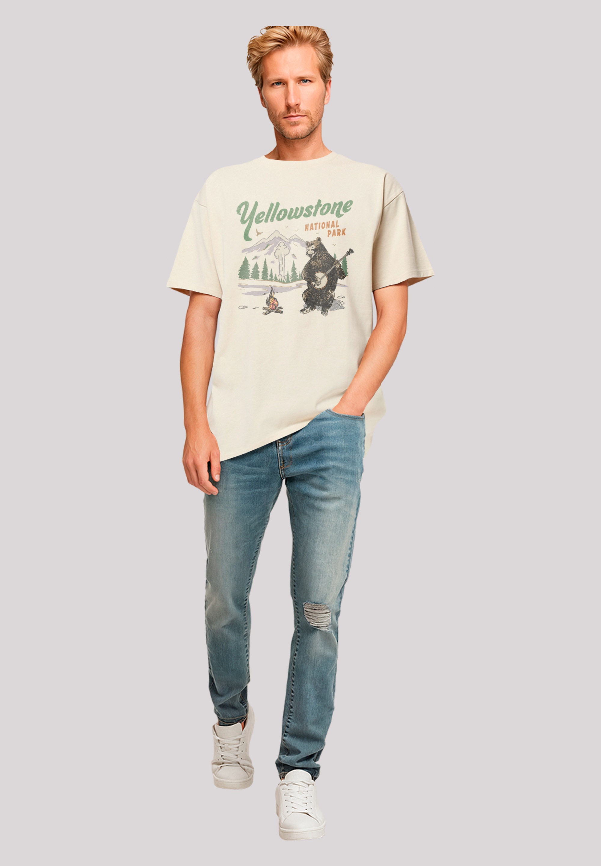 F4NT4STIC T-Shirt »US National Parks Yellowstone Bear Playing Banjo«, Premium Qualität