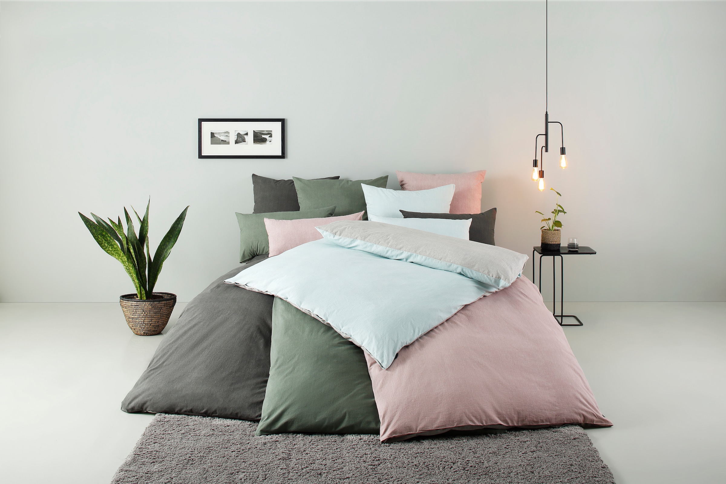 Bruno Banani Wendebettwäsche "Merlin in Gr. 135x200 oder 155x220 cm" 2 Baumwollbettwäsche, Leinen-Look in Melange-Optik