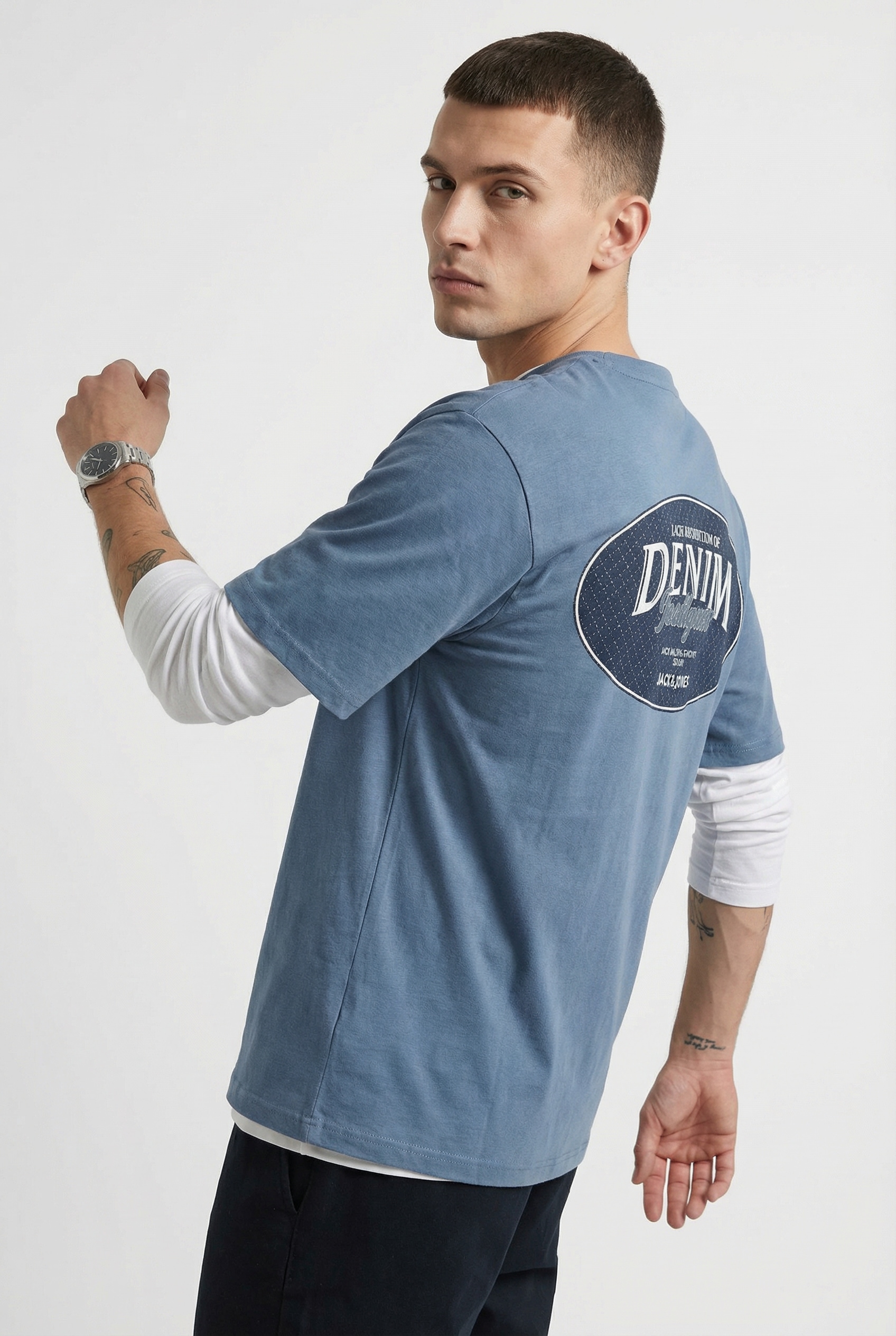 Jack & Jones T-Shirt »JJEDOVER DENIM TEE SS O-NECK 3PK MP« Packung, 3 tlg.