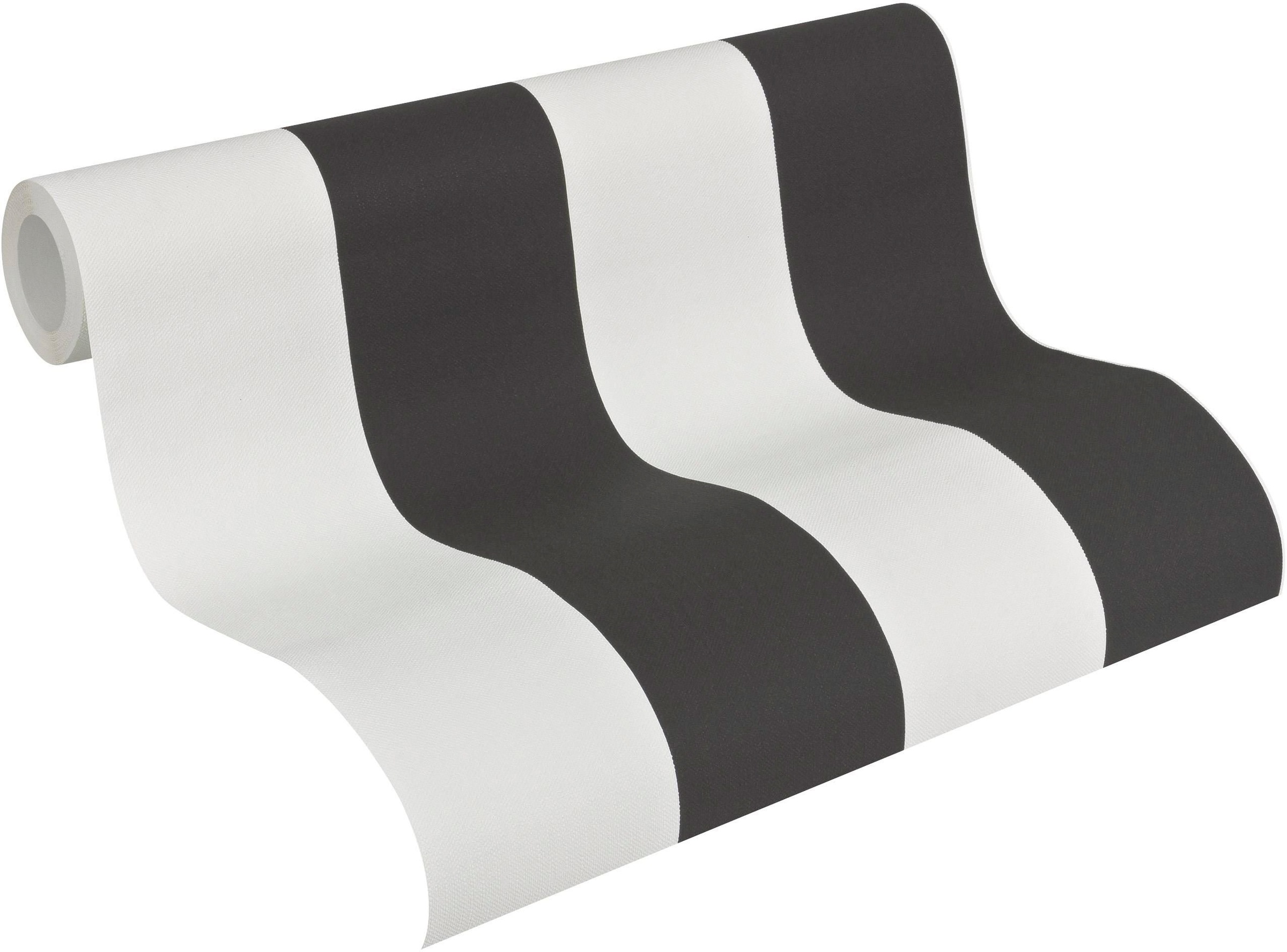living walls Vliestapete »Black & White«, Streifen-gestreift, Modern Tapete Streifen Schwarz Weiß