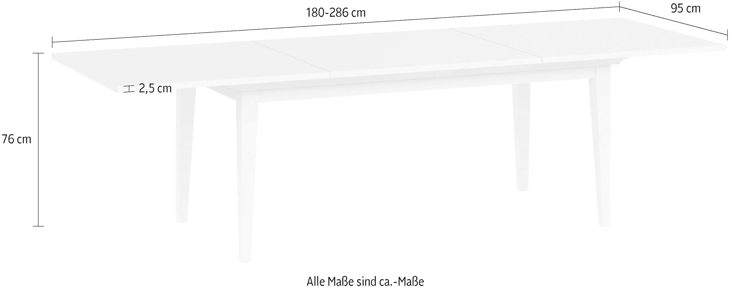 Home affaire Esstisch, Holzoptik, verlängerbar durch extra bestellbare Ansteckplatten