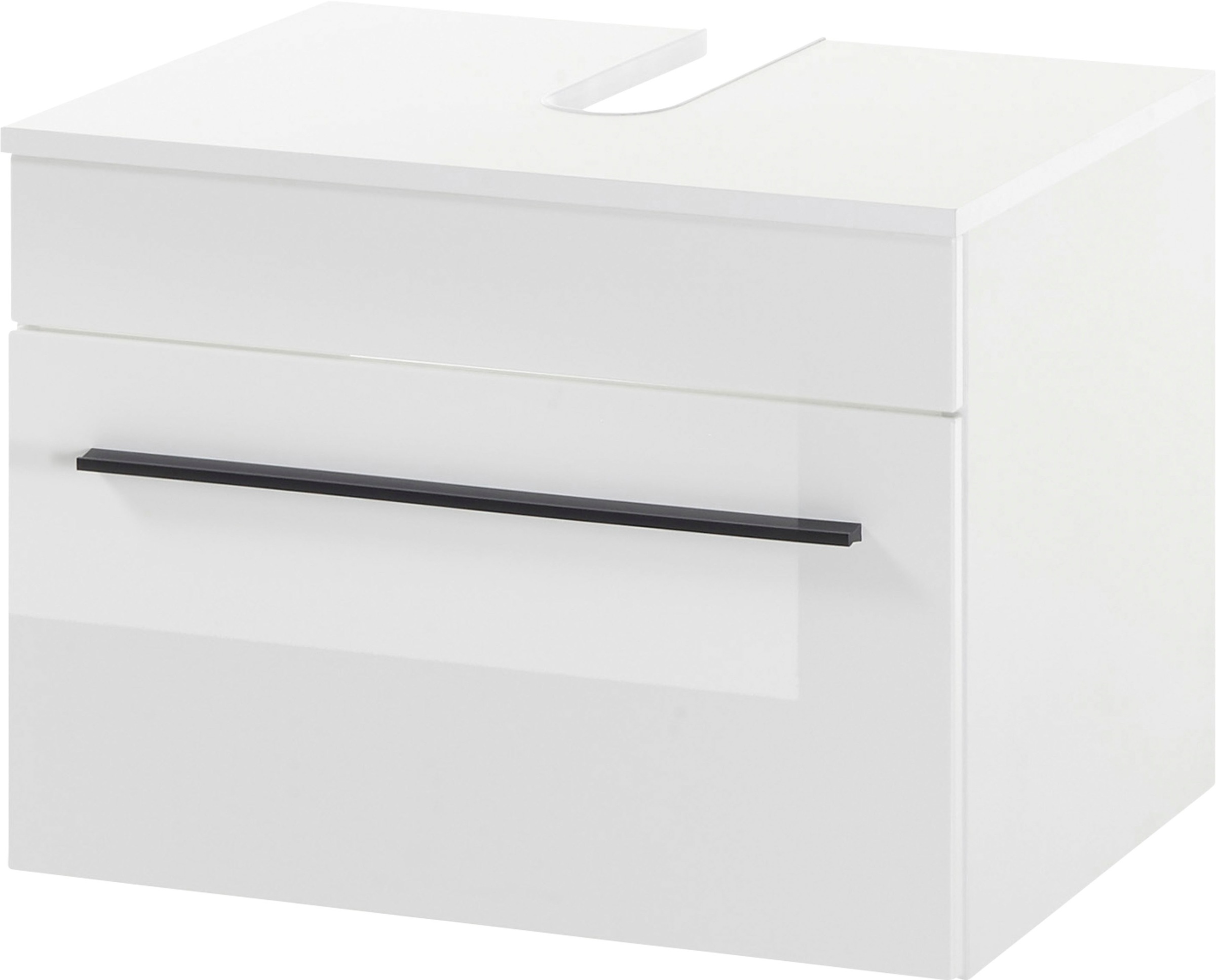 Thumbnail - Home affaire Waschbeckenunterschrank "Cantara, Badschrank in Hochglanz Weiß, Waschtisch" mit schwarzem Griff, ausreichen...