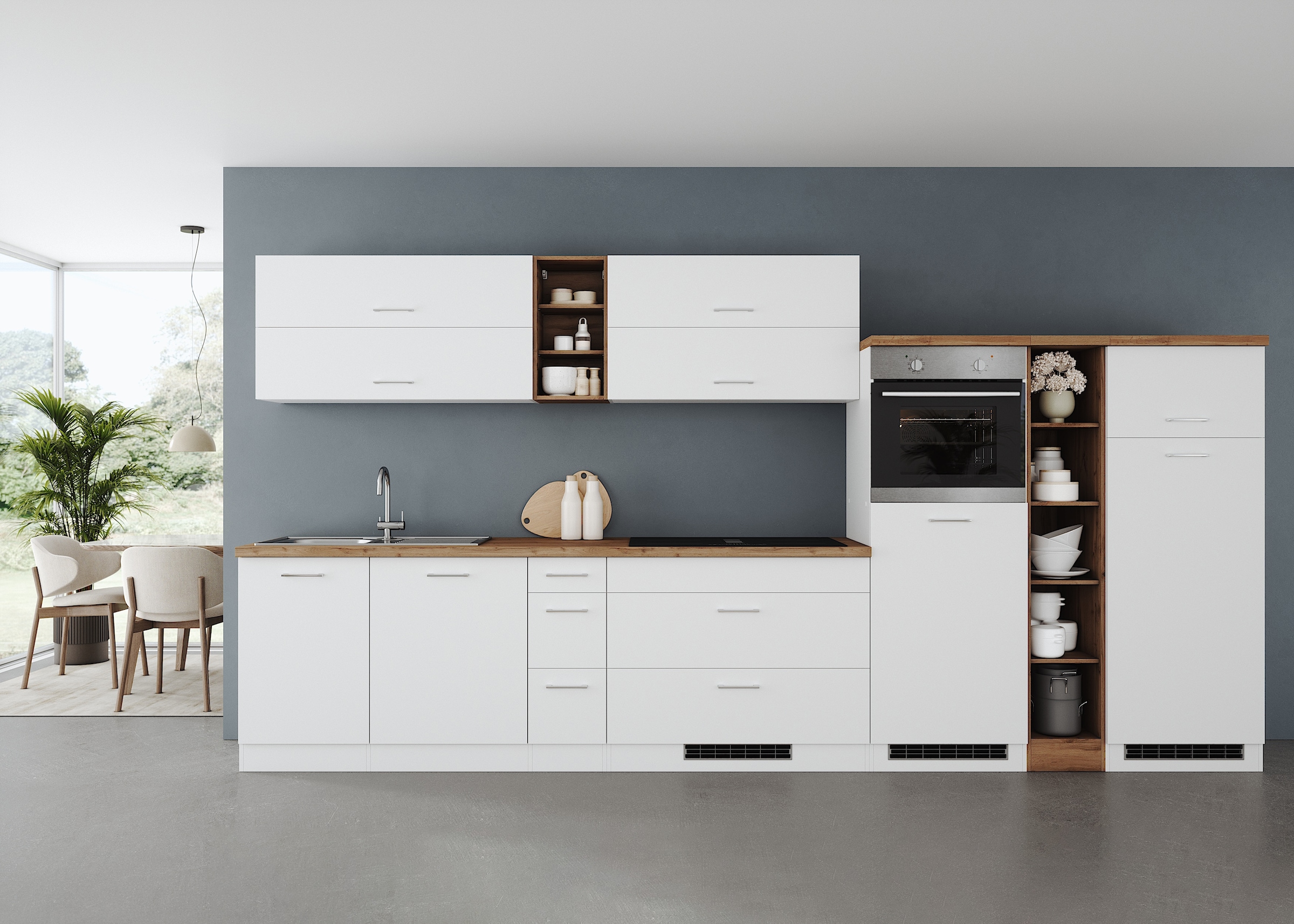 KOCHSTATION Küchenzeile "KS-Milan, optional mit Muldenlüfter" Breite 390 cm günstig online kaufen