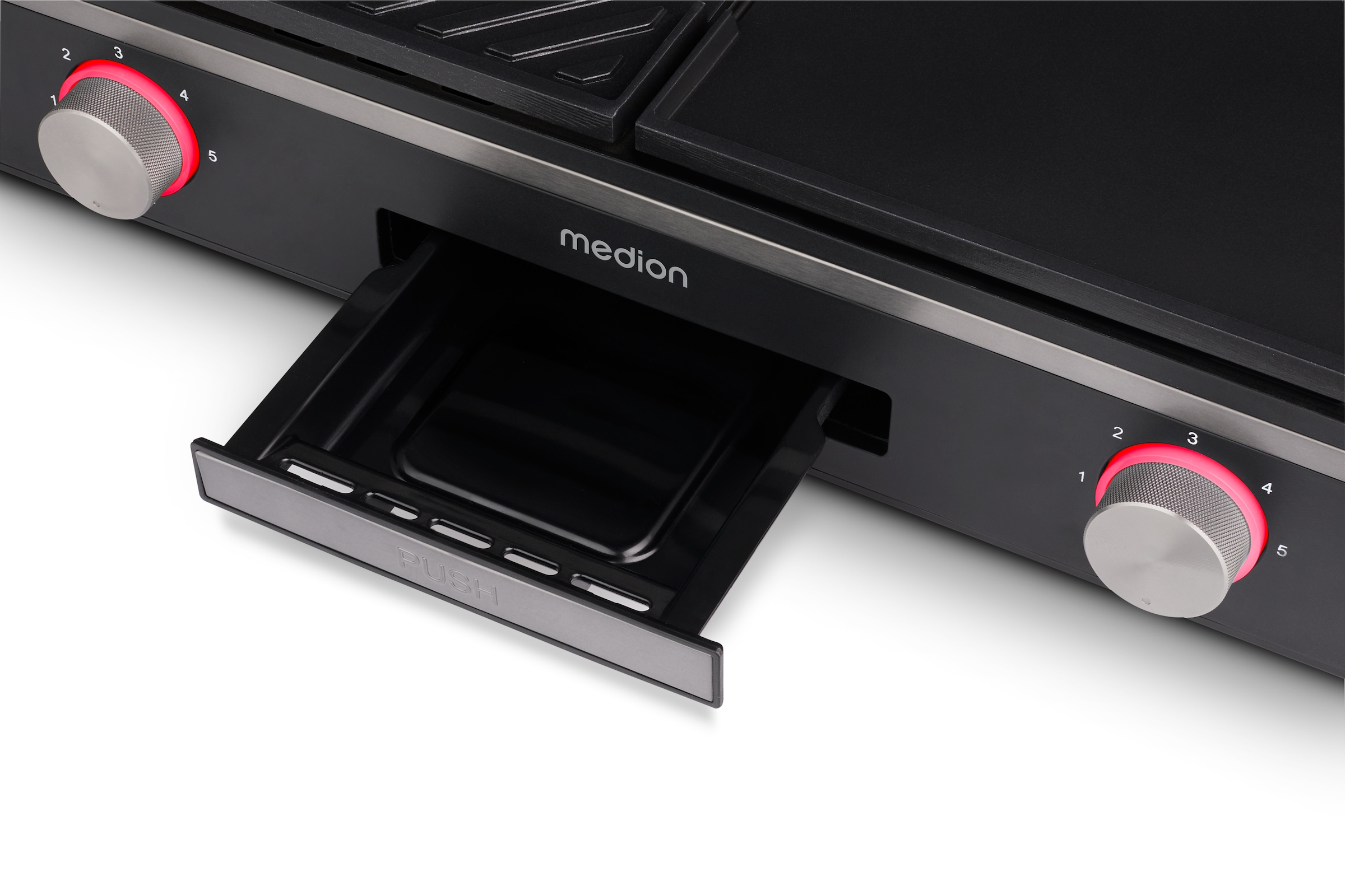 Medion® Tischgrill »MD12027, mit Dual-Zonen-System, 2,400 Watt, 2 abnehmbare Platten«, 2400 W, bis max. 240 °C, PFAS Frei, LED-Statusanzeige, IPX4-Schutz
