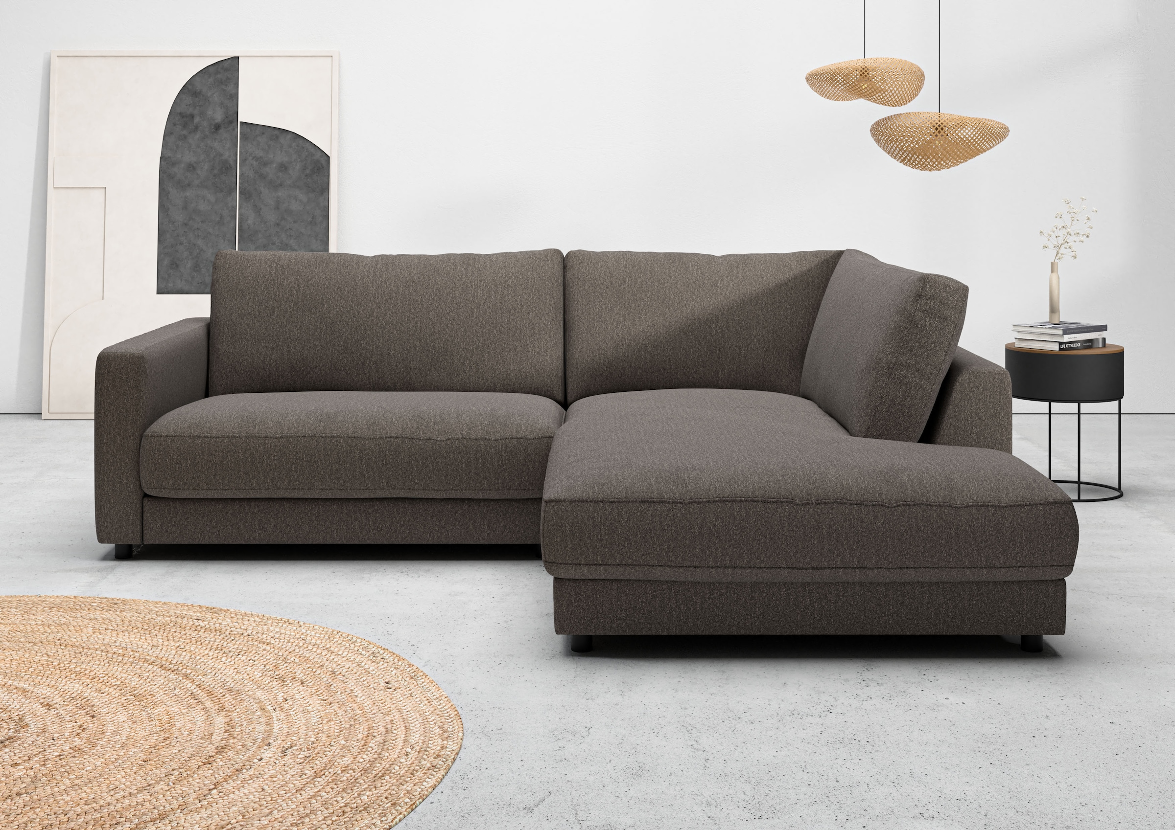 Home affaire Ecksofa "Ecksofa Jiro, L-Form, große Sitztiefe, Breite 252 cm" lose Sitz- & Rückenkissen, weicher Polsteraufbau, komfortabel & modern