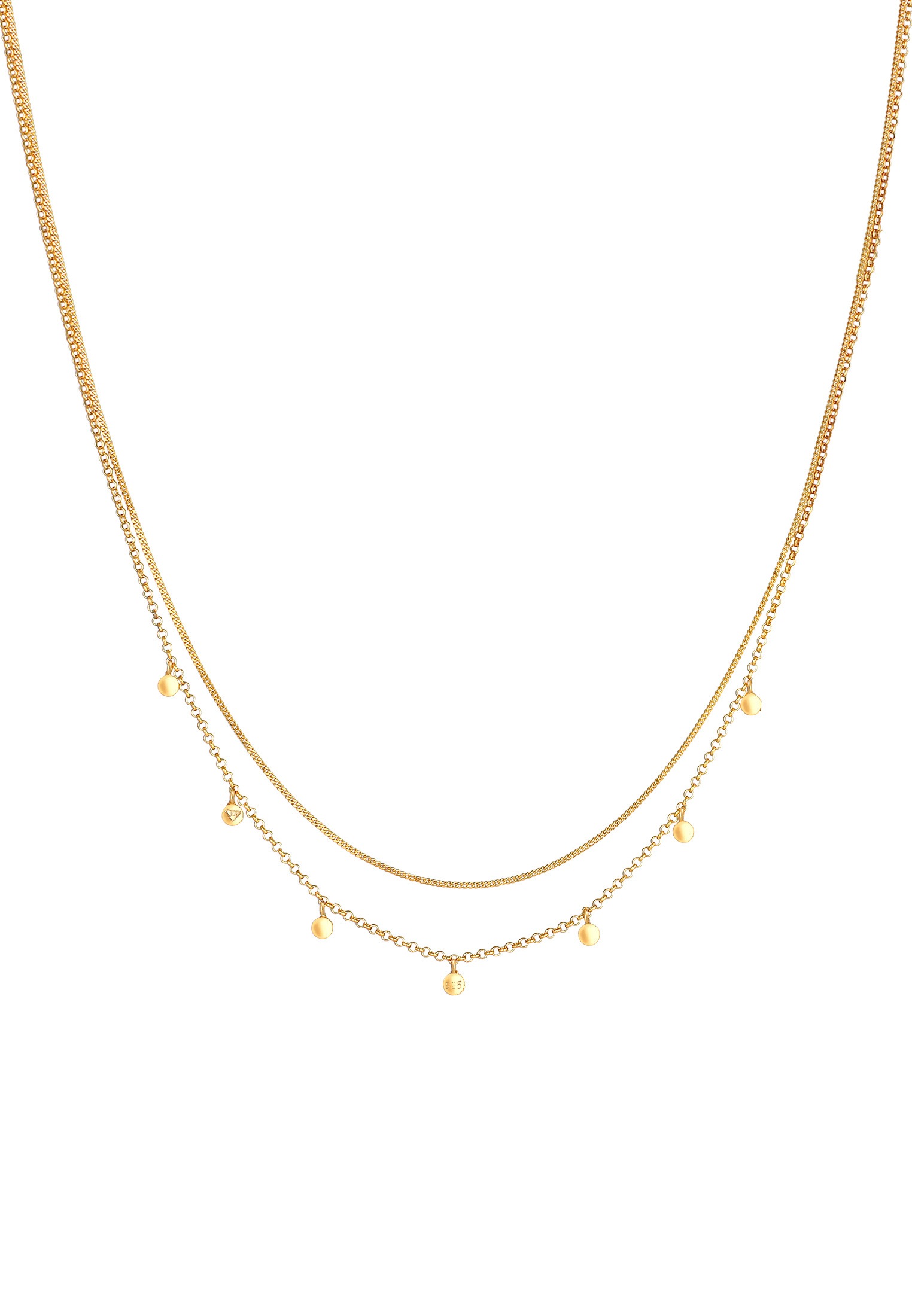 ELLI Layer Basic Mini Disc Chain Necklace Gold 42cm 3