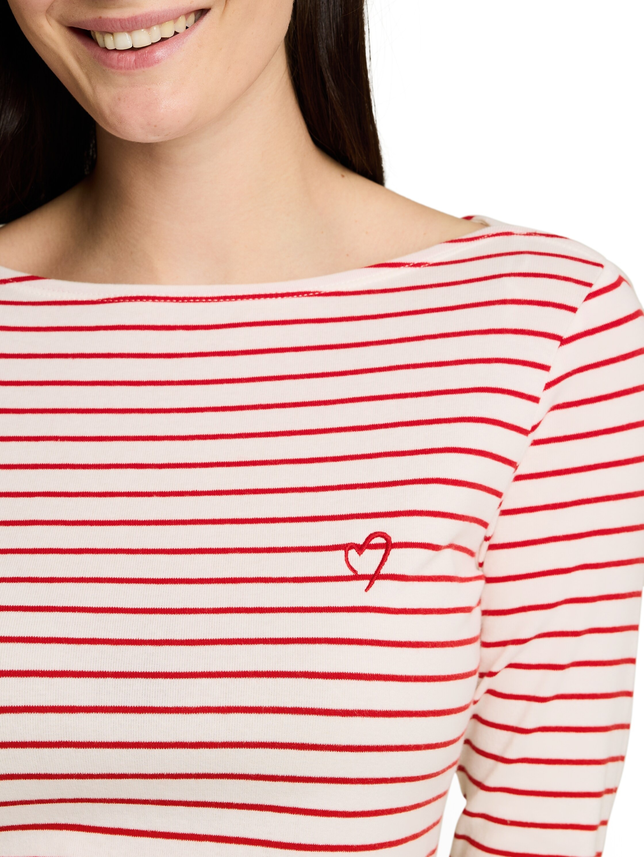 TOM TAILOR Langarmshirt im Streifen-Look und mit Stickerei
