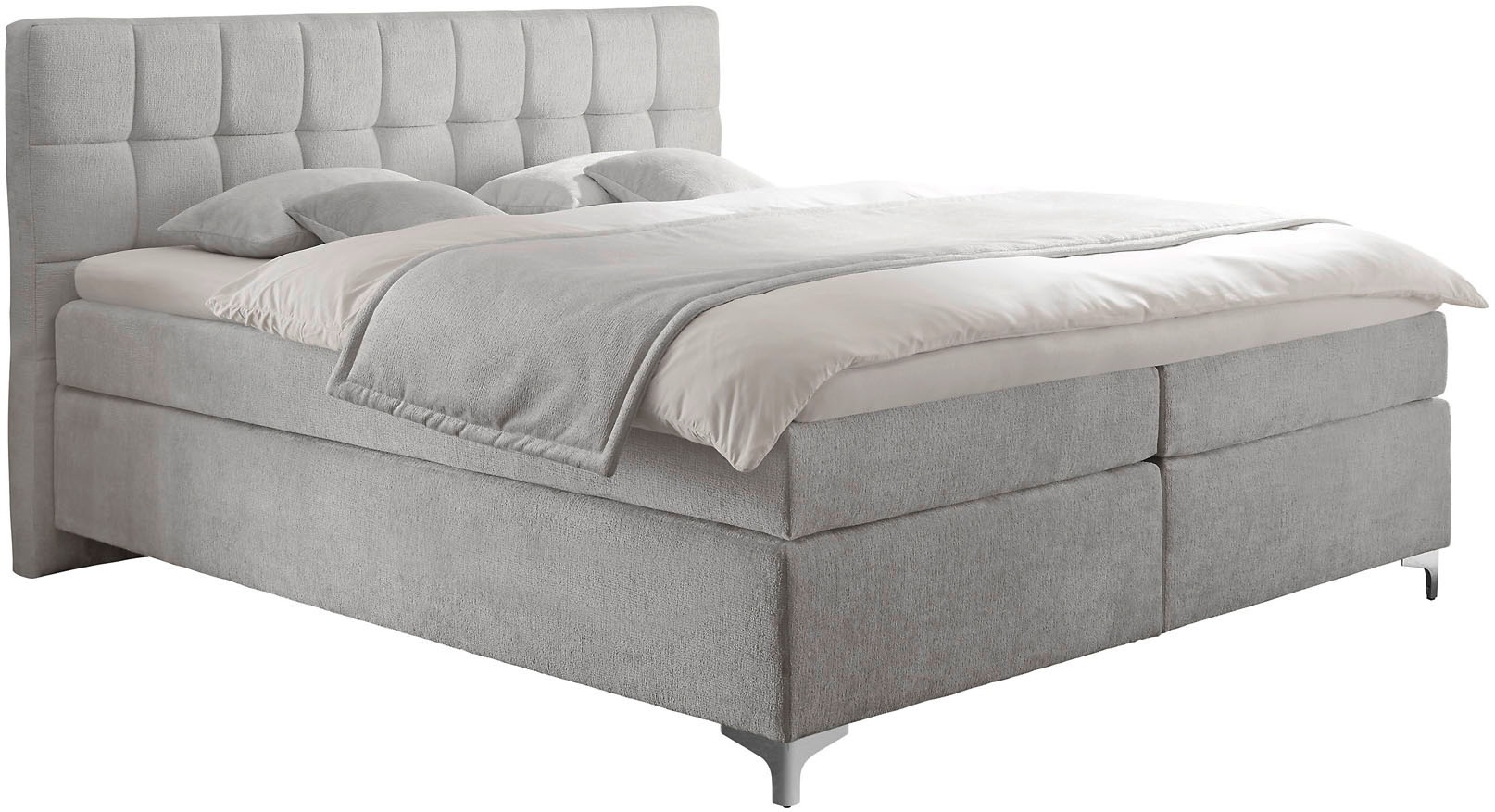 Boxspringbett HAPO "Nizza erhältlich in den Breiten 100, 160, 180 & 200cm", hellgrau, B:111cm L:200cm, Komplettbetten, Boxspringbett, in verschiedenen Matratzenqualitäten, Härtegraden und Farben verfügbar 7