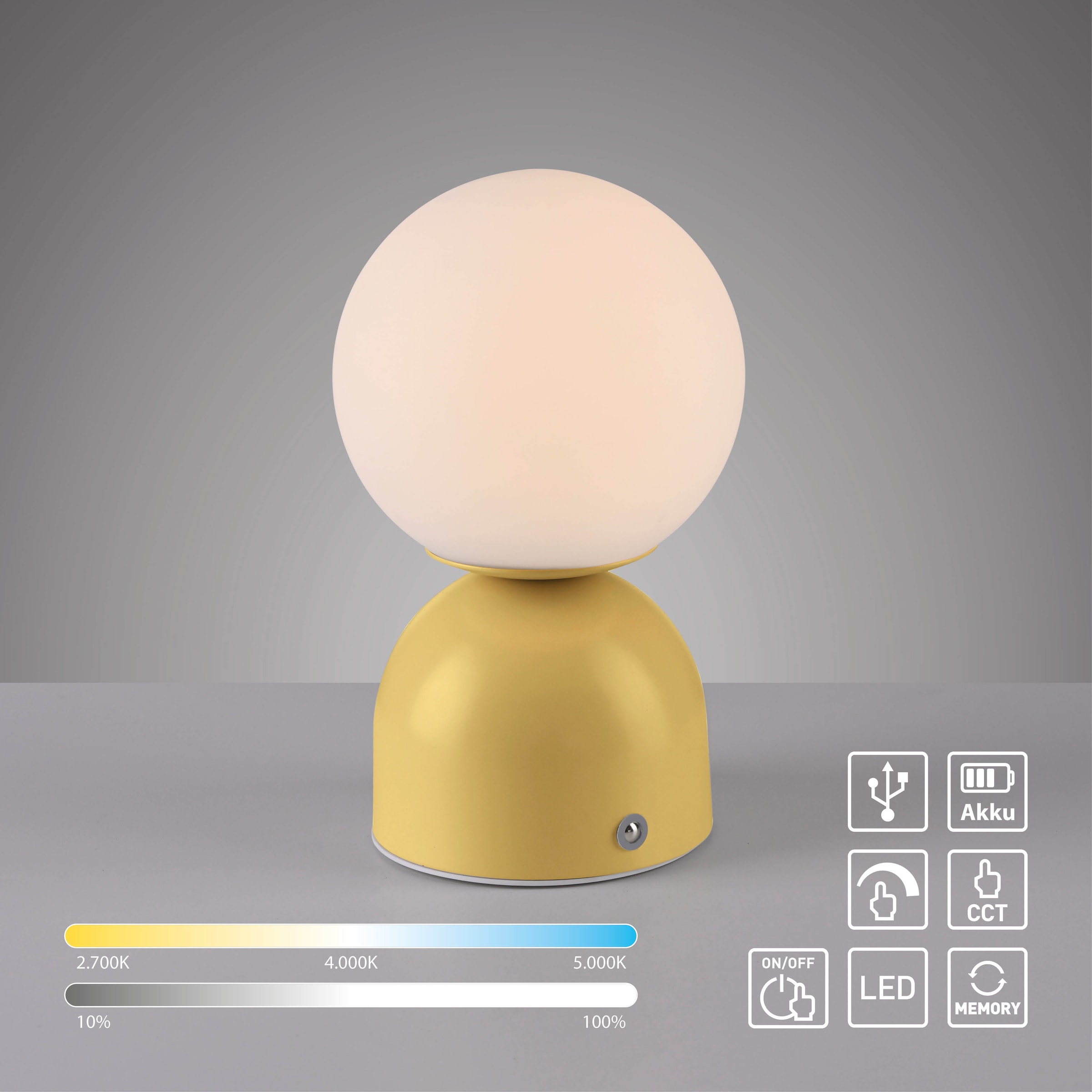 SCHÖNER WOHNEN-Kollektion LED Tischleuchte »RUDI« LED-Board 1 Stk. warmweiß - kaltweiß SCHÖNER WOHNEN Kollektion, CCT 3000-6000K, Touchdimmer, Memoryfunktion