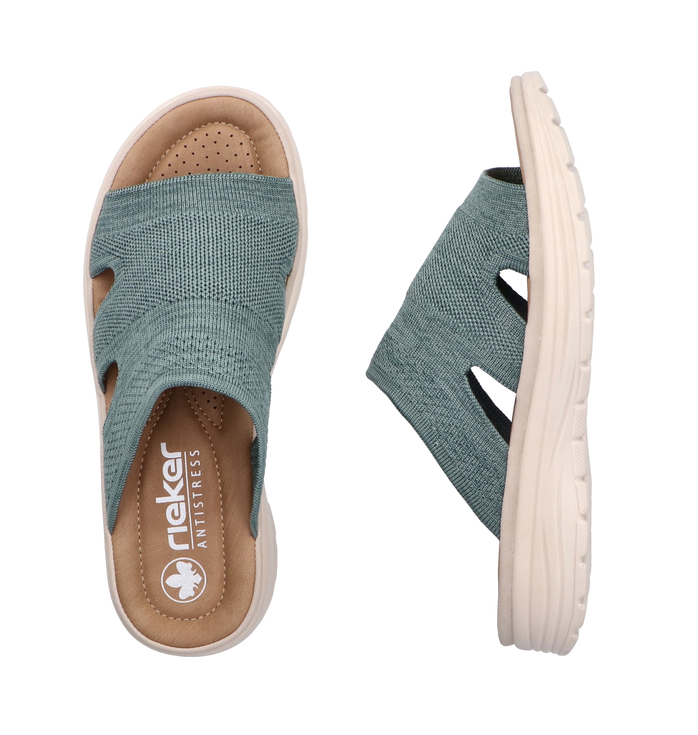 Rieker Pantolette, Sommerschuh, Hausschuh, Schlappen, Strandschuh mit Fußbett
