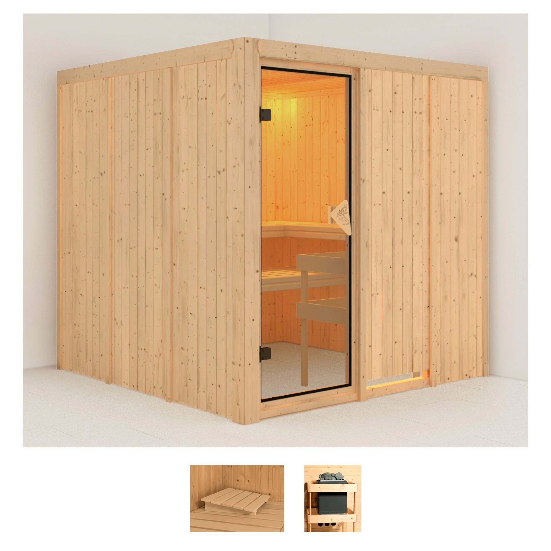 KARIBU Sauna "Rodin", ohne Ofen, (ohne Ofen), beige, Saunen, ohne Ofen