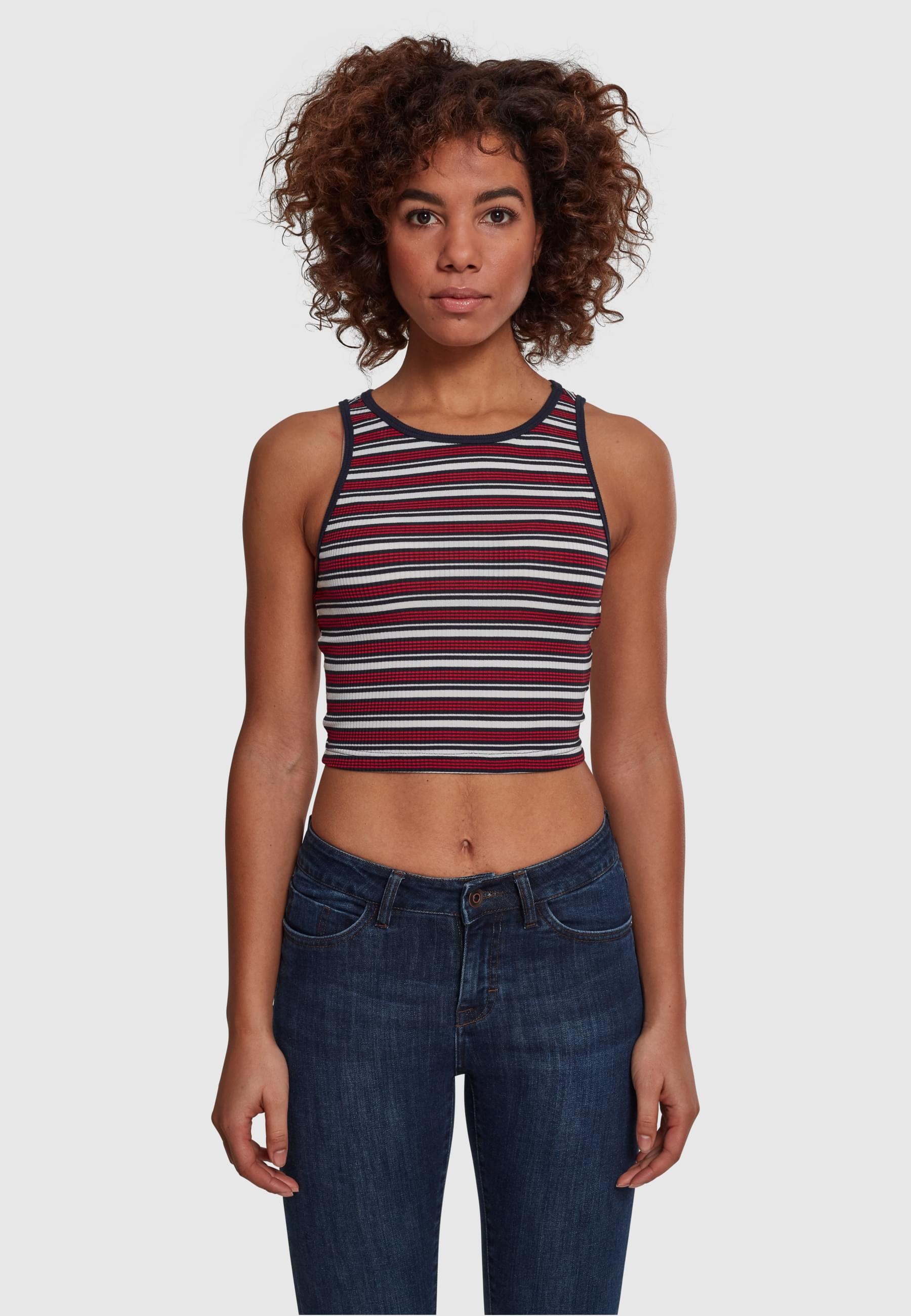 URBAN CLASSICS Muskelshirt »Urban Classics Damen Ladies Rib Stripe Cropped Top«, (1 tlg.)