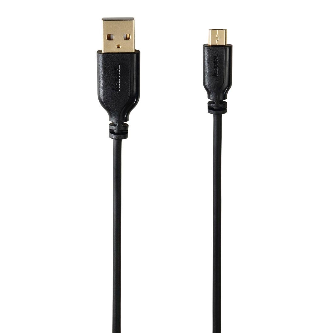 Hama USB-Kabel »Micro-USB-Kabel, vergoldet, verdrehsicher, Schwarz, 0,75 m USB-Kabel«, Micro-USB-USB Micro-B-USB Typ A, 750 cm