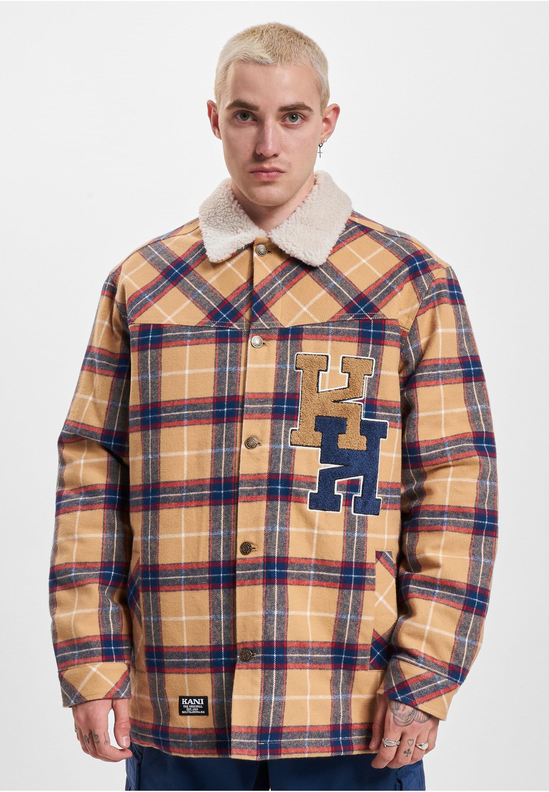 Karl Kani Allwetterjacke »Karl Kani Herren Woven Retro Heavy Flannel Shirt Jacket«, (1 St.), ohne Kapuze
