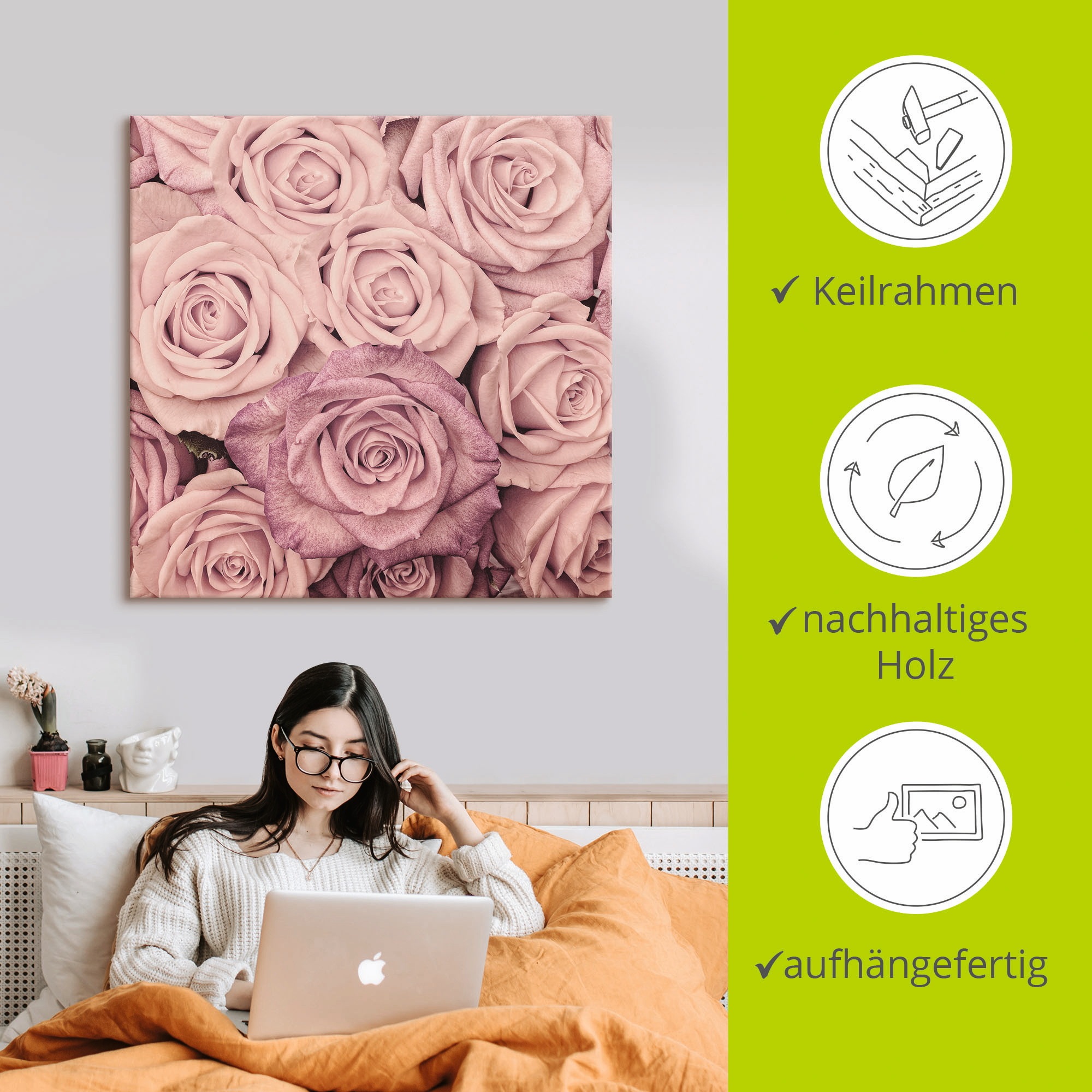 Artland Wandbild »Rosen«, Blumen, (1 St.), als Leinwandbild, Wandaufkleber in verschied. Größen