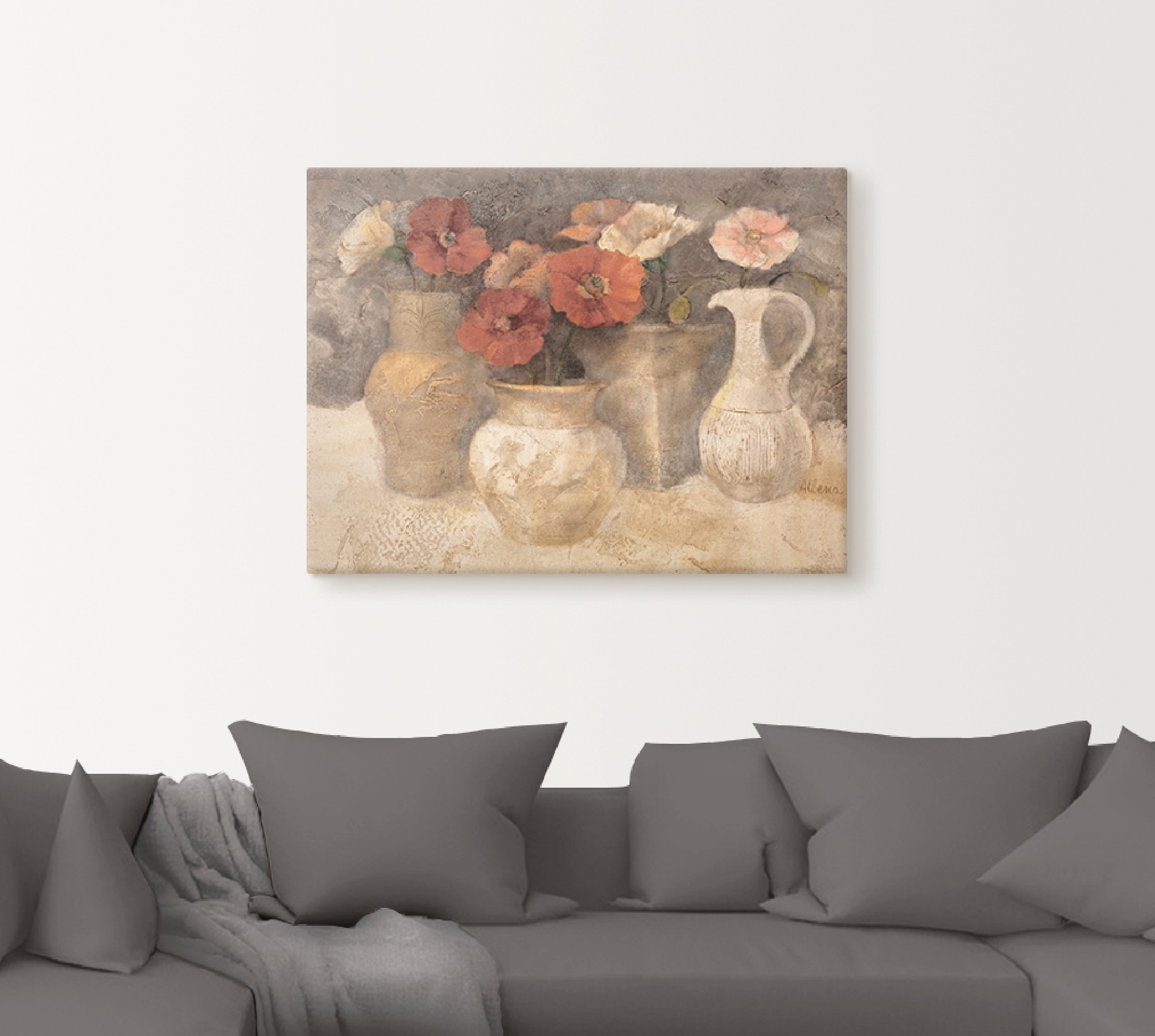Artland Wandbild »Weißer Mohn«, Vasen & Töpfe, (1 St.), als Leinwandbild, Poster in verschied. Größen