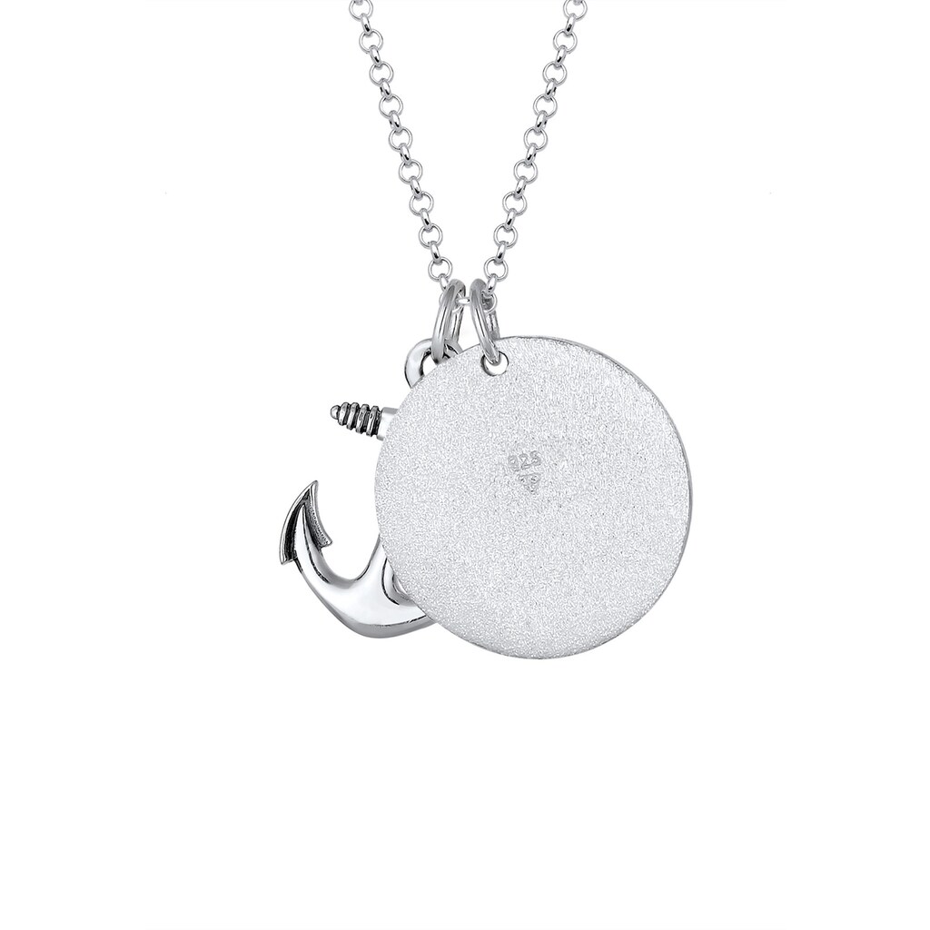 Kuzzoi Lange Kette »Kompass Anker Medaillon 925 Sterling Silber«