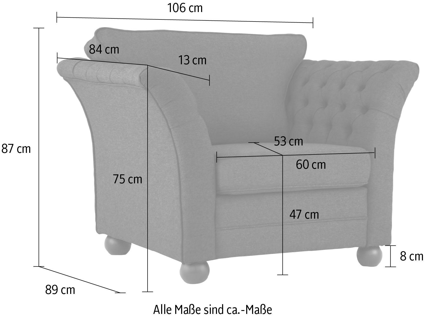 Home affaire Sessel »Pajero« mit Knopfheftung an den Armlehn-Innenseiten, Keder,