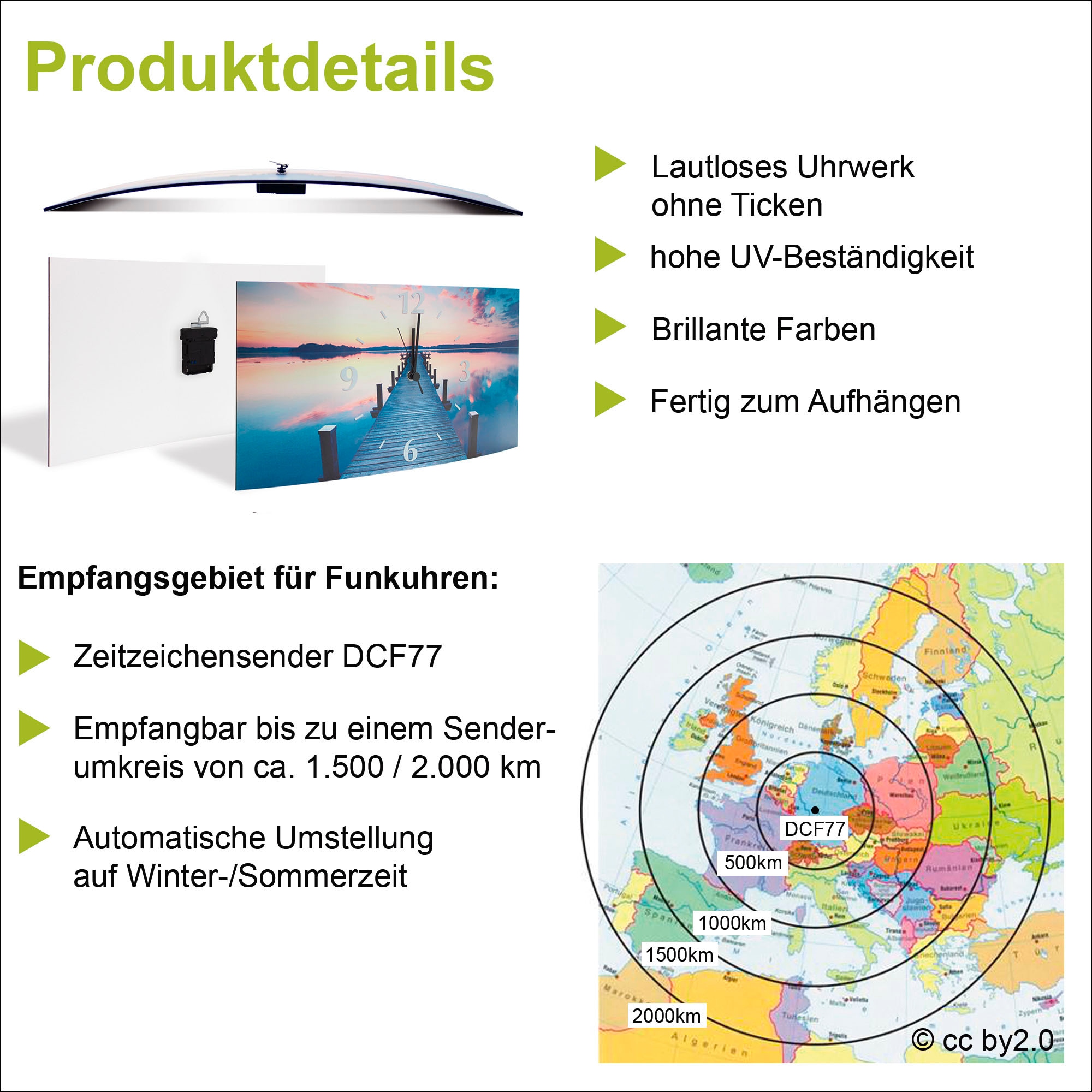 Artland Wanduhr »Weg zum Nordseestrand Sonnenuntergang«, 3D Optik gebogen, mit Quarz- oder Funkuhrwerk, versch. Größen