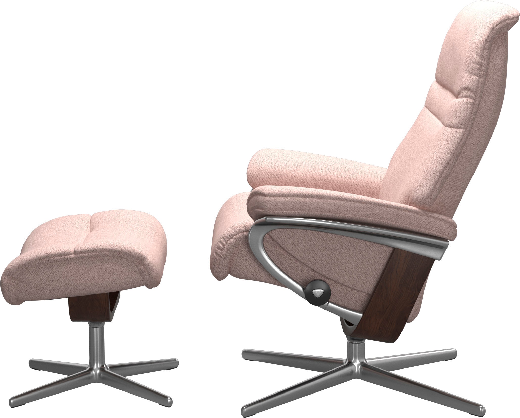 Stressless® Relaxsessel »Sunrise«, (Set, Relaxsessel mit Hocker), mit Hocker, mit Cross Base, Größe S, M & L, Holzakzent Braun