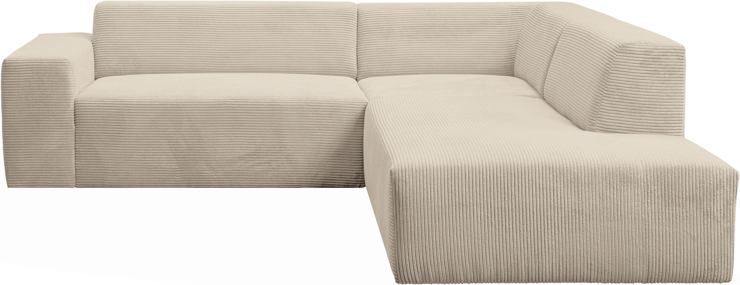 WERK2 Ecksofa »Zeus-M, tolles Sofa mit schönen Details, L-Form«, Curvy Trend Garnitur, urbane Optik, komfortable Wellenunterfederung