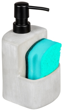 WENKO Spülmittelspender »Modell Festival«, aus Beton, angesagter Industrial Look, mit Spülschwamm-Fach, 380 ml
