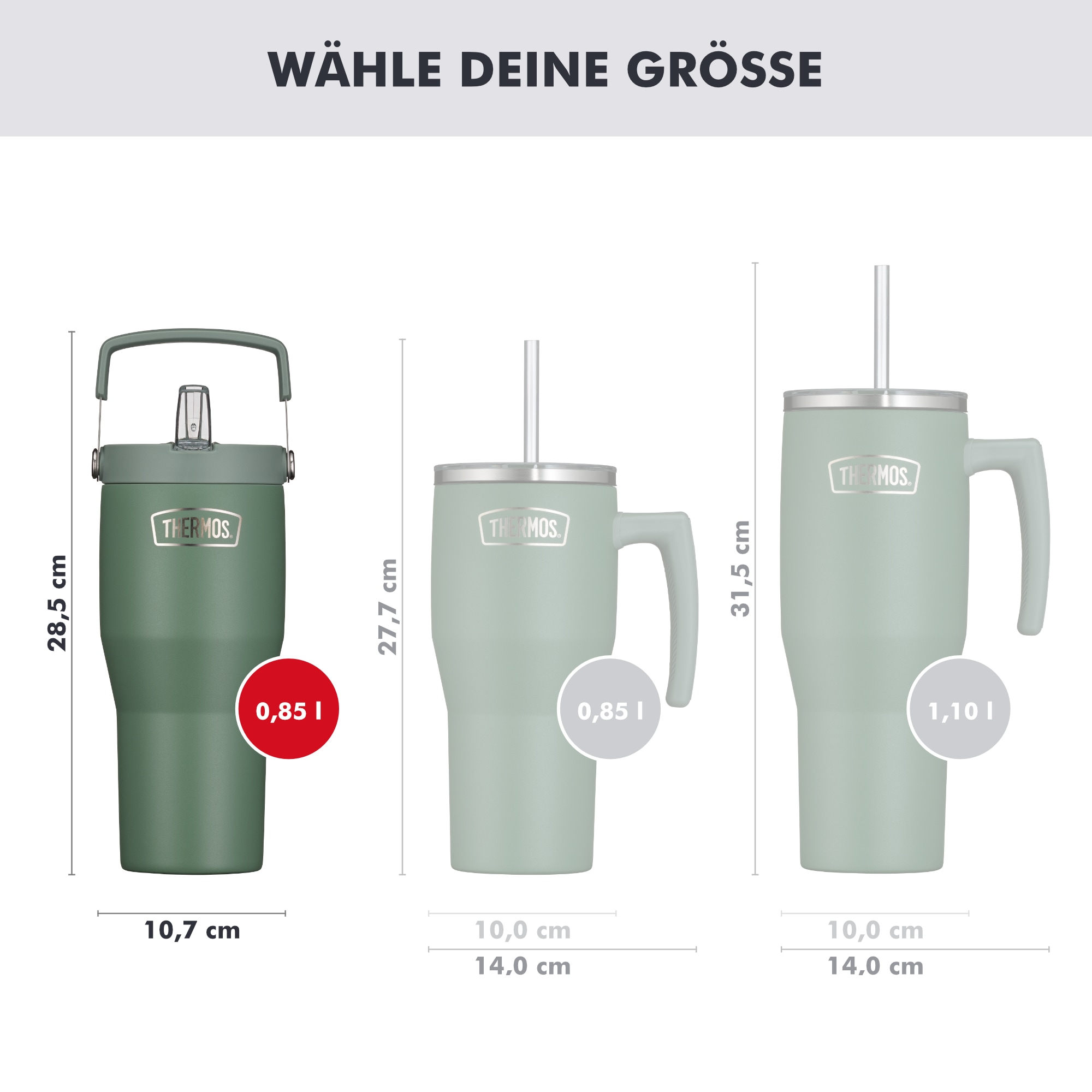 THERMOS Thermobecher »REFRESHING SERIES ISOLIERTRINKBECHER mit Flip-Straw« 0,85l,  6h kalt, mit Griff und Strohhalm zum Ausklappen