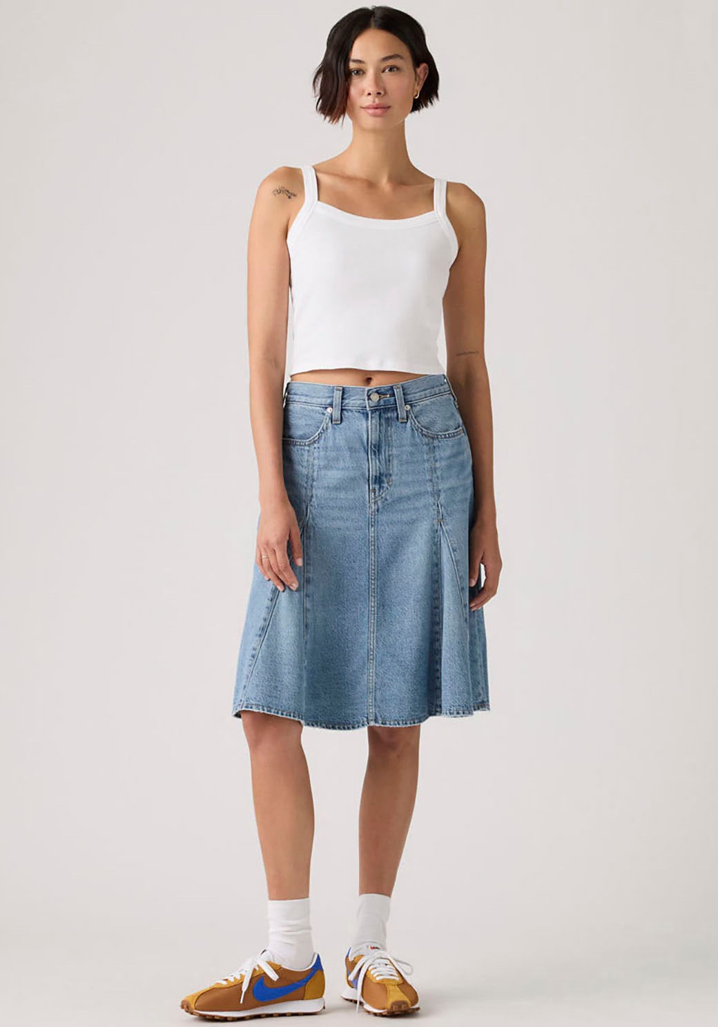 Levis Jeansrock "GODET KNEE LENGTH SKIRT" Midirock mit Falten günstig online kaufen