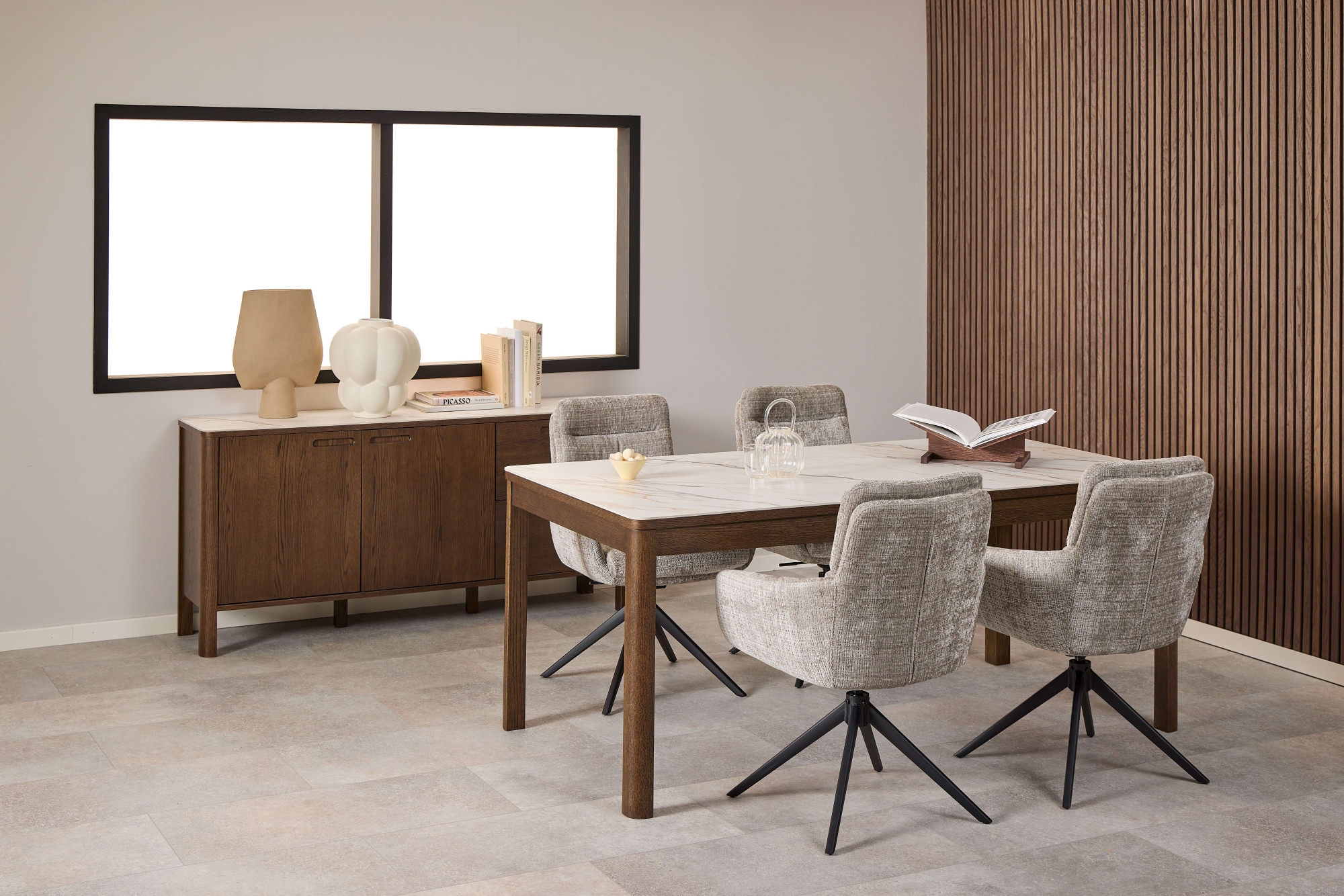 ACTONA GROUP Esszimmerstuhl »Roger, Polsterstuhl, Stuhl, 2er-Set« (Set) 2 Stk.grauer Stoff, Armlehnen, Polsterung, Dreh- & Kippfunktion, FSC™