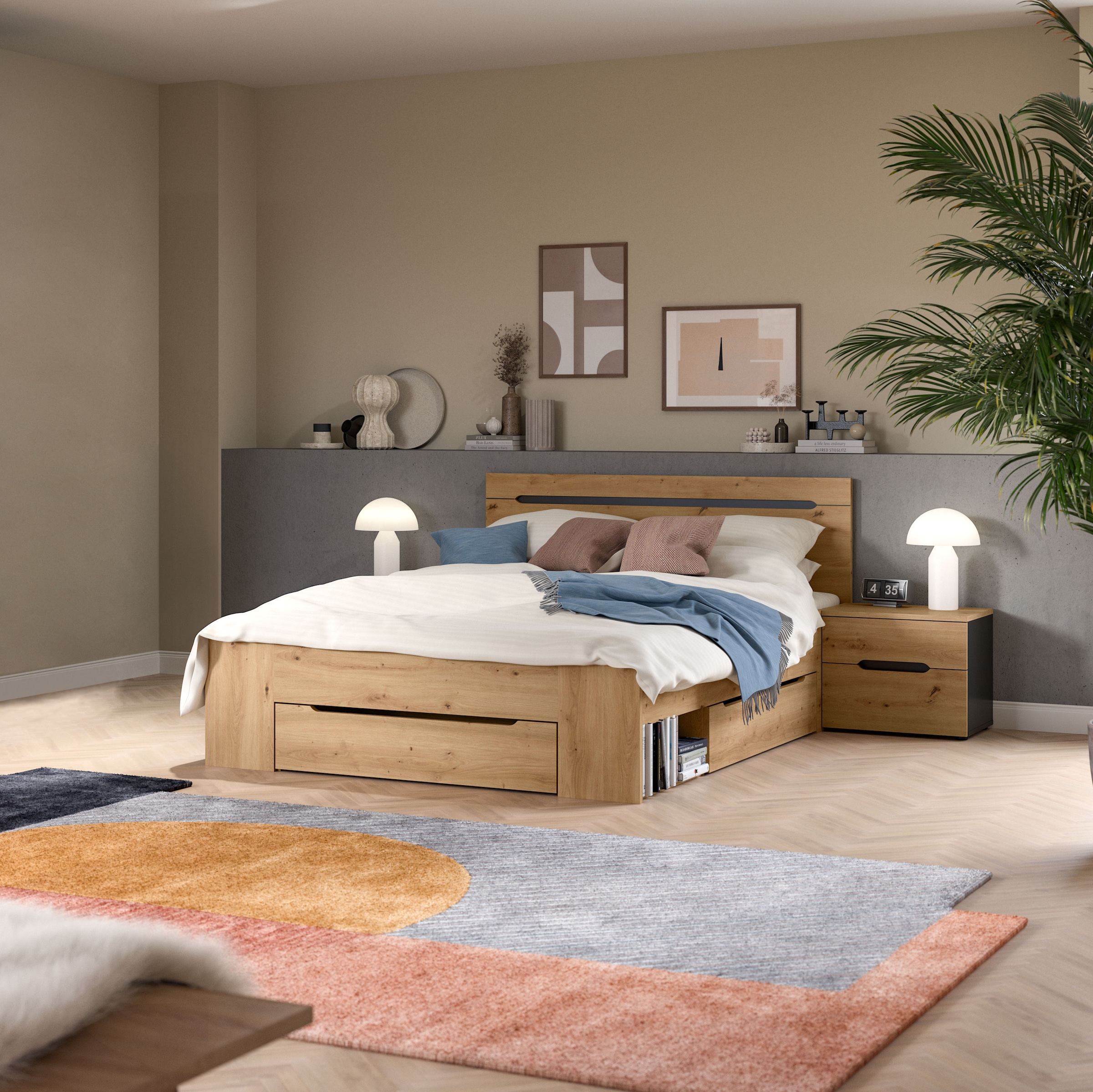 Home affaire Schlafzimmer-Set "REHAT, 3-teilig, bestehend aus: Stauraumbett günstig online kaufen