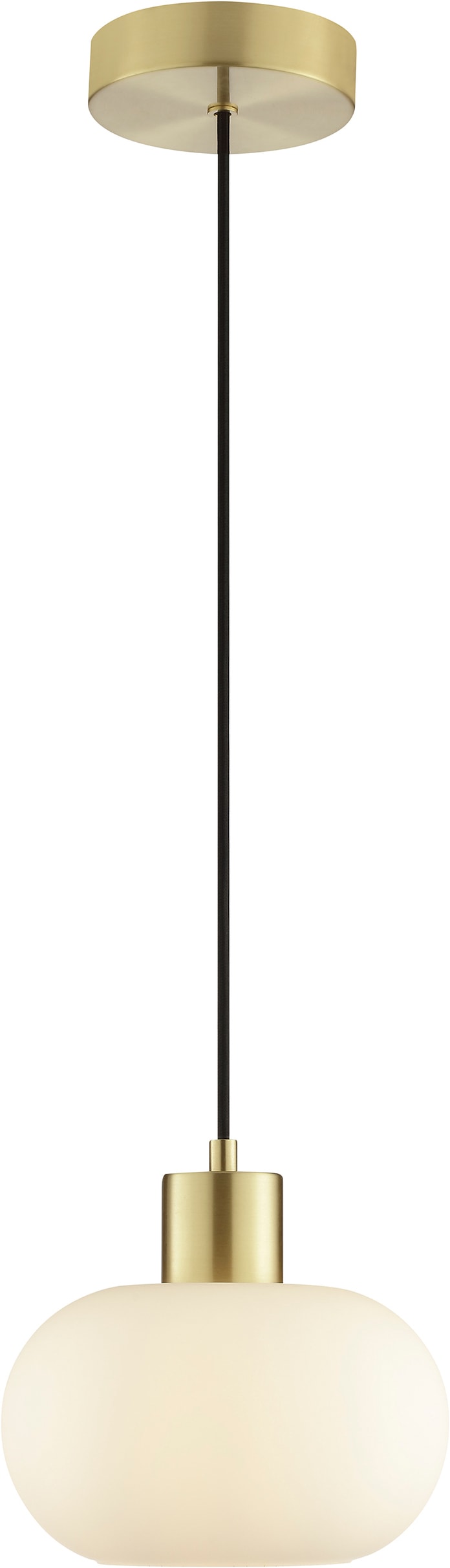 Brilliant Pendelleuchte »Fanny« E27 1 Stk. Ø 22 cm, Höhe 120 cm, E27 Fassung, Glas weiß, Metall messing gebürstet