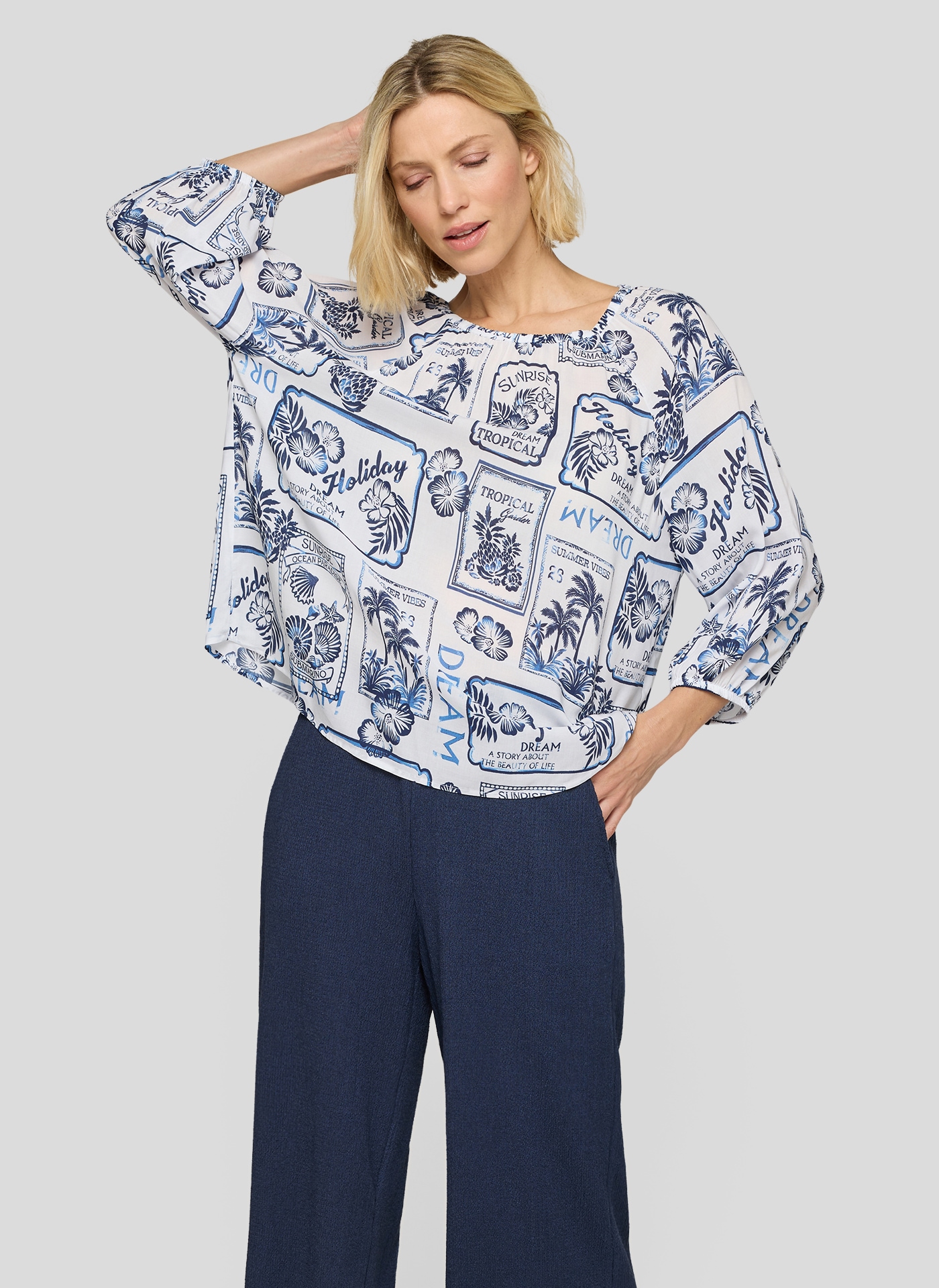 Rabe Schlupfbluse 3/4-Arm mit Allover-Druck günstig online kaufen