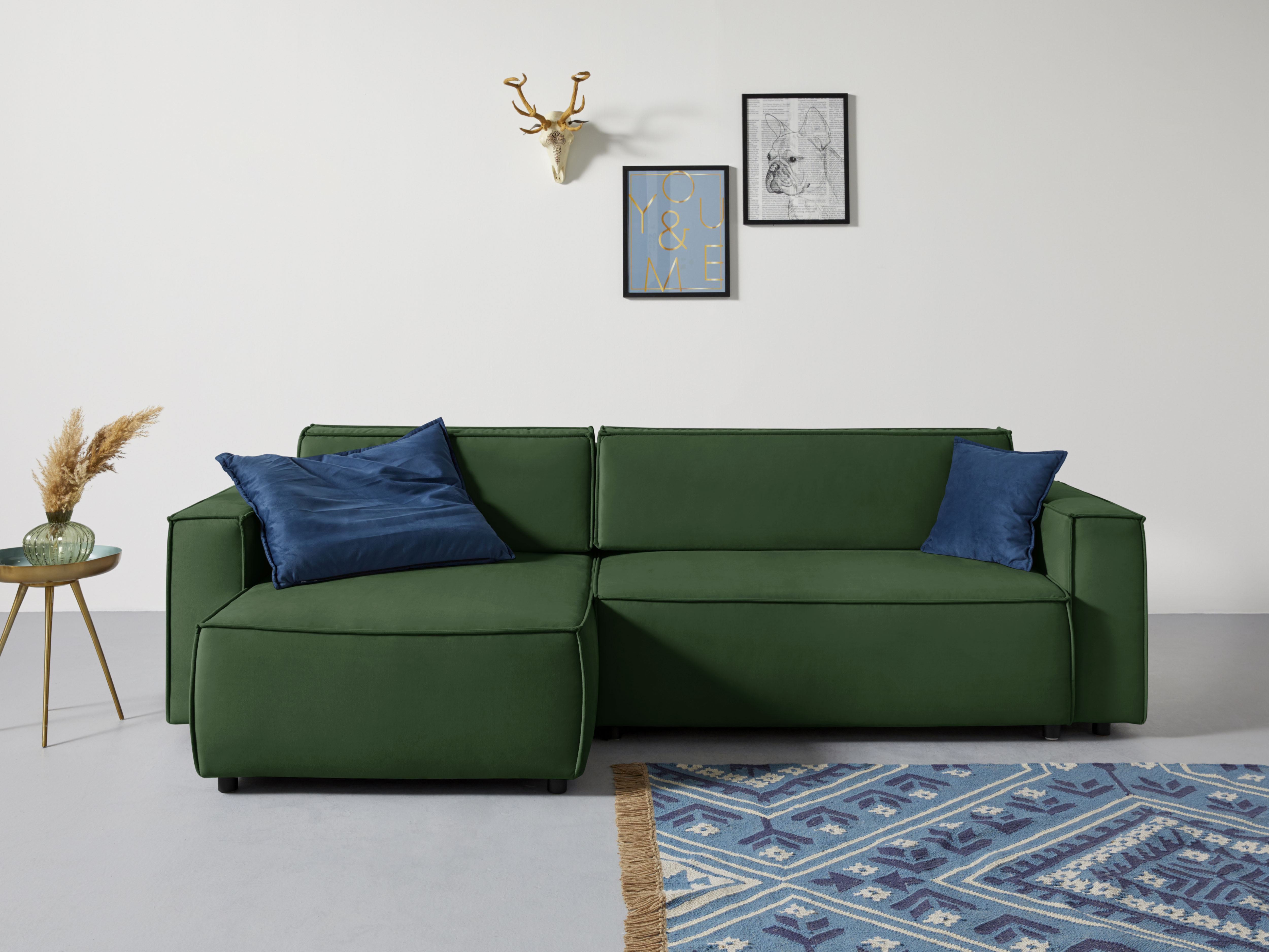 Home affaire Ecksofa "Marva L-Form, B: 282 cm" Schlaffunktion, Bettkasten & 2 Zierkissen, Federkern