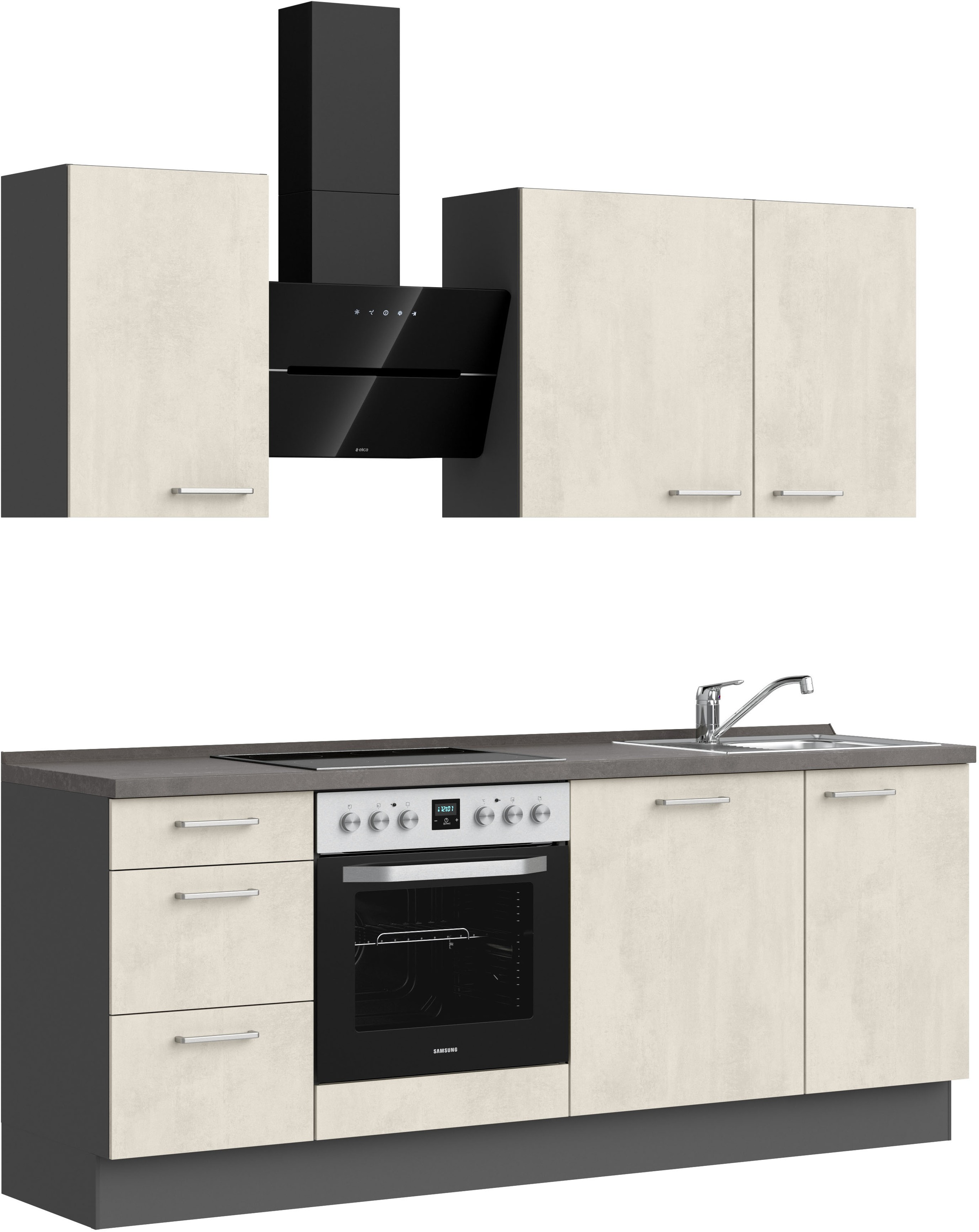 nobilia® Küchenzeile »"Riva II"«, vormontiert, Ausrichtung wählbar, Breite 210 cm, wahlw. mit E-Geräten
