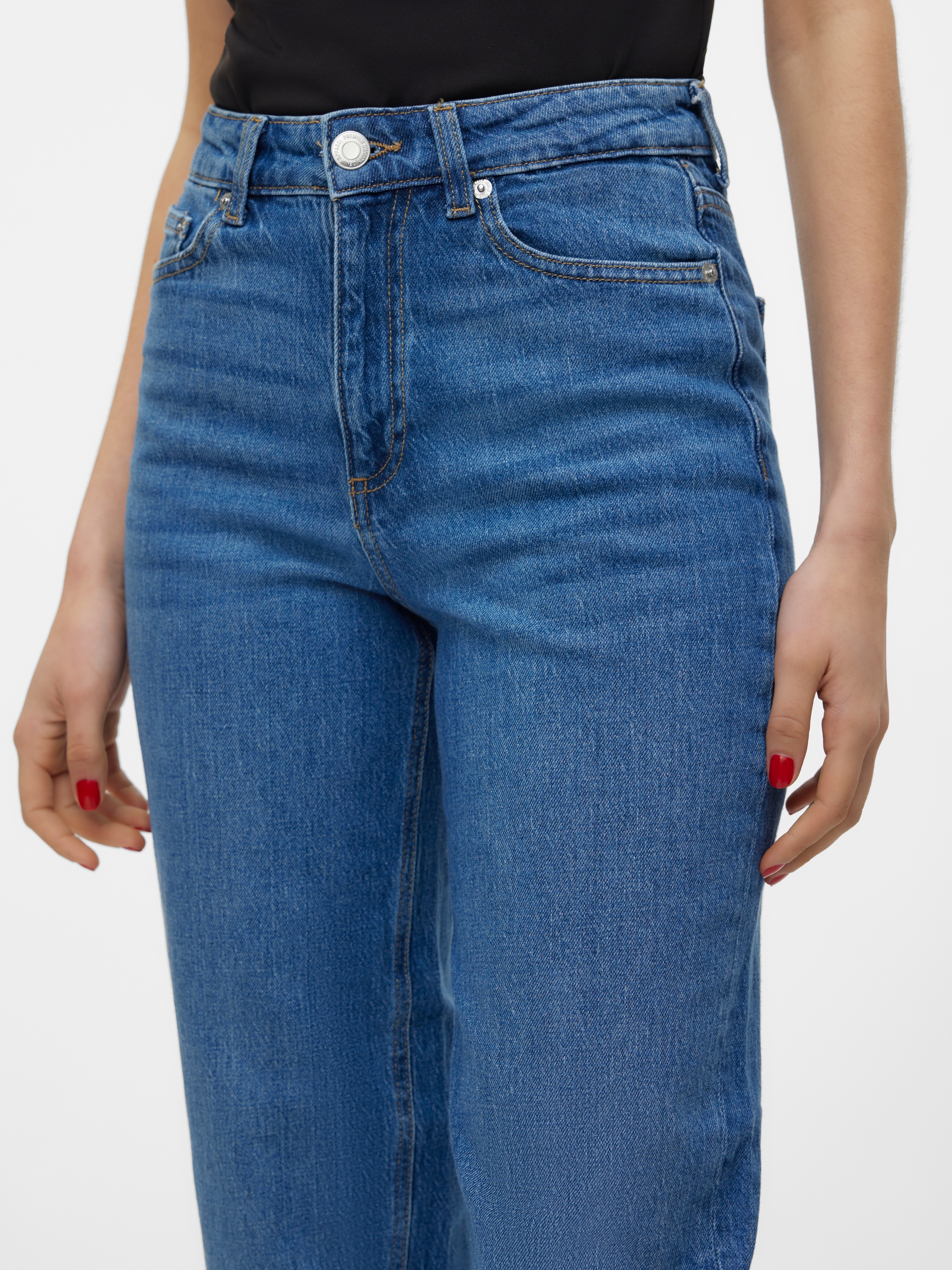 Vero Moda Jeans Taille Haute Tessa Mom Ra380 Medium Blue Denim 27 Femme 3