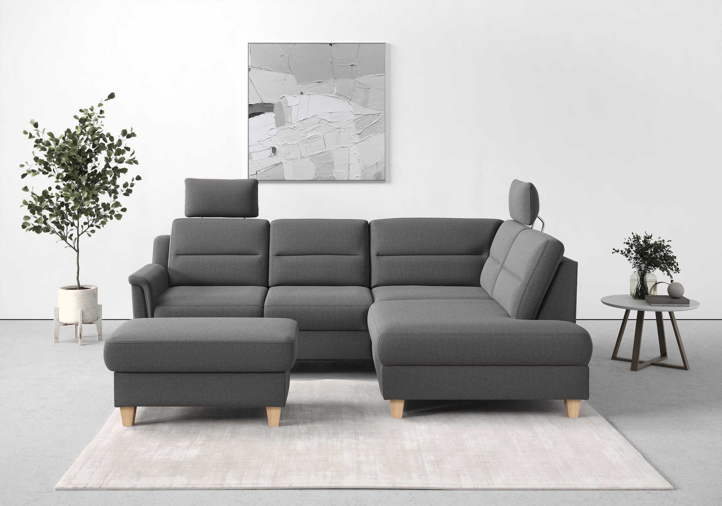 sit&more Stauraumhocker »Farö«, mit Stauraum und Federkern und naturfarbenen Füßen